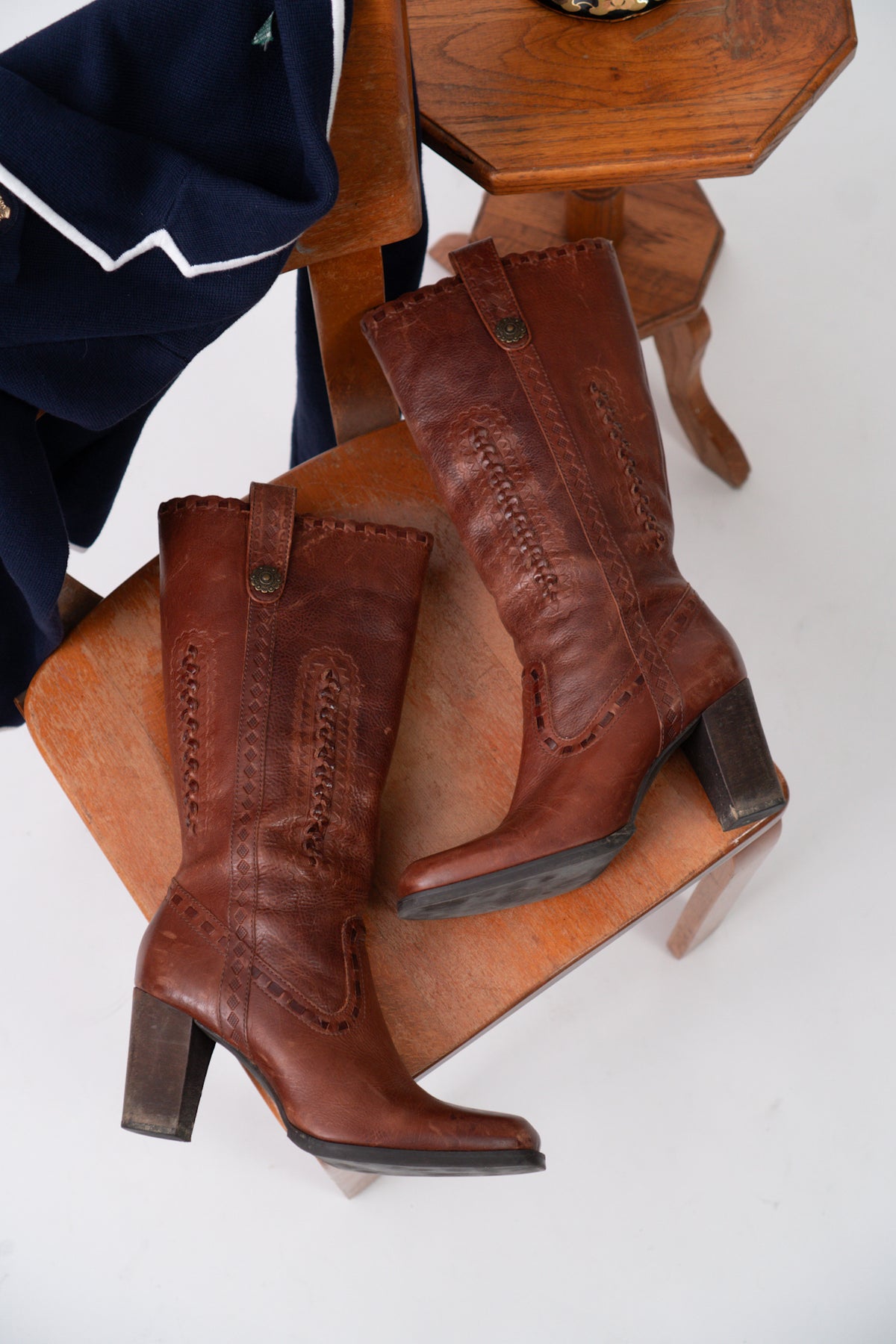 Y2K Leather Square Toe Western Boots