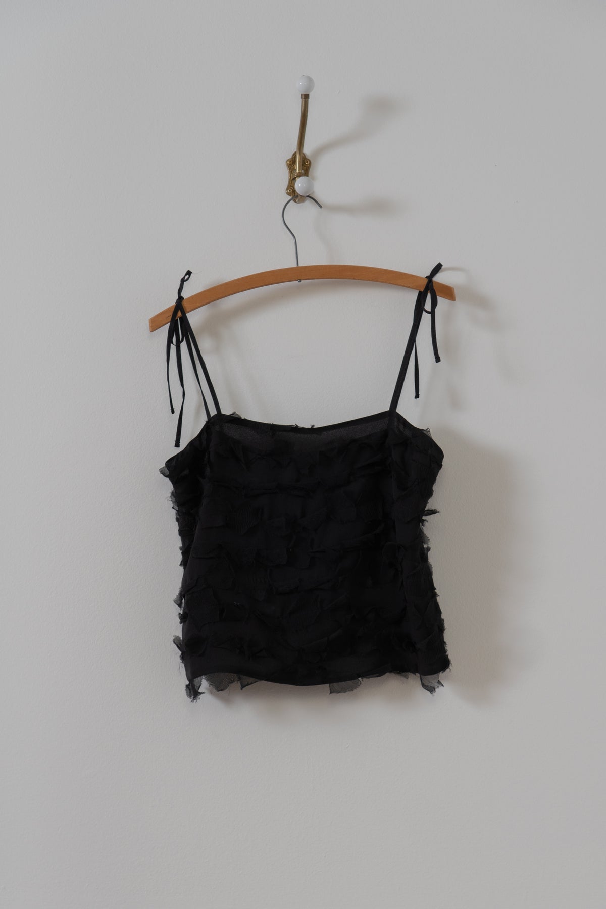 Vintage Black Silk Tiered Tank Top