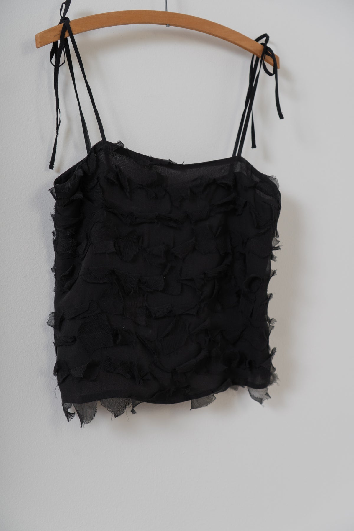 Vintage Black Silk Tiered Tank Top