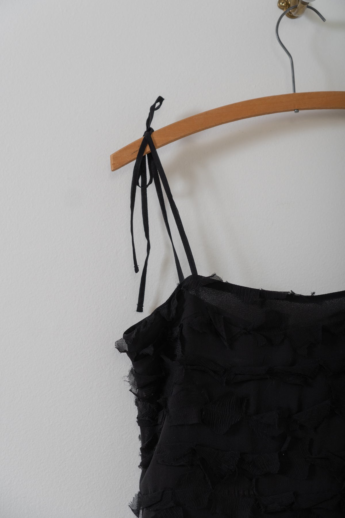 Vintage Black Silk Tiered Tank Top