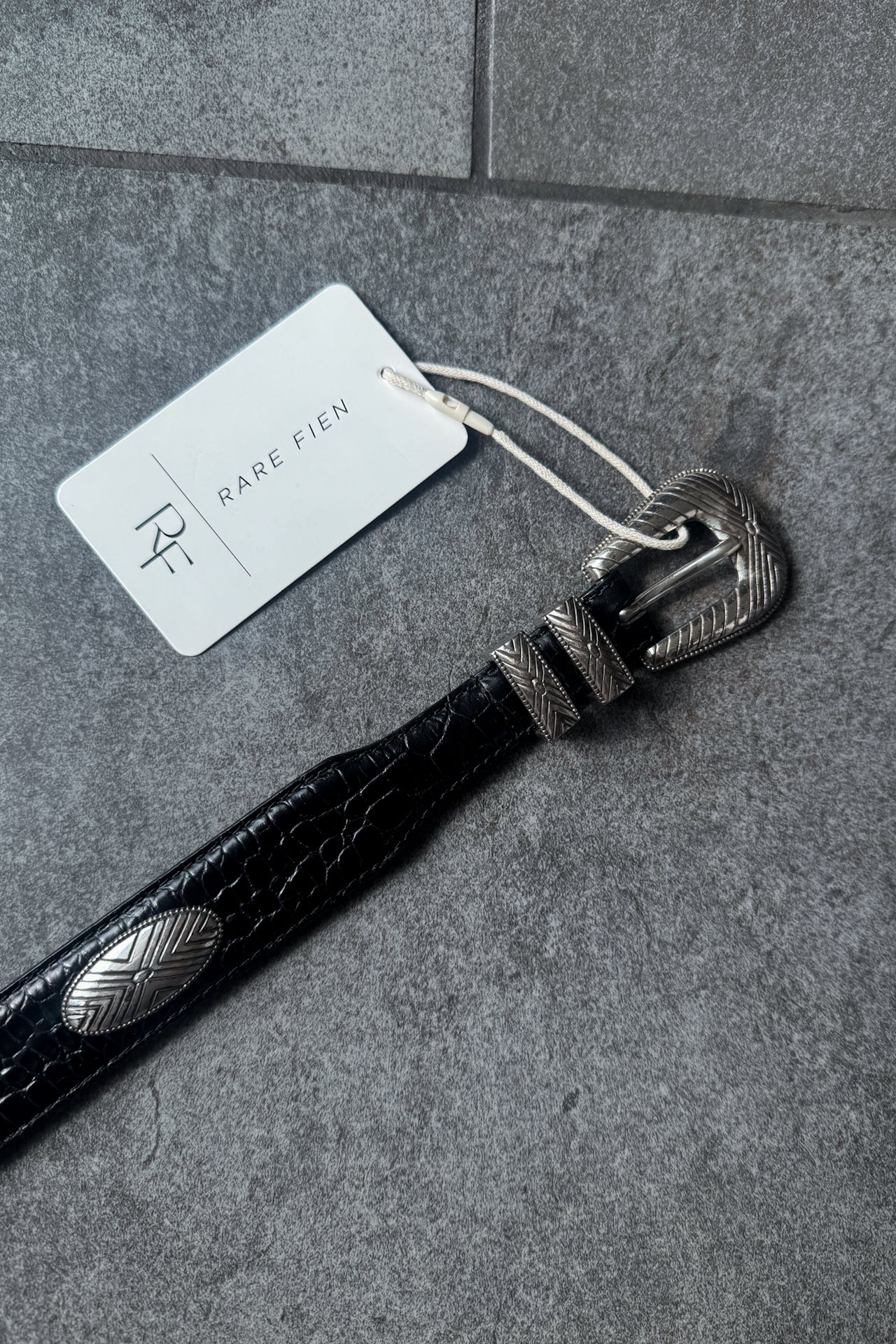 Y2K FOSSIL BLK SLVR Belt, 32.75-36.75"