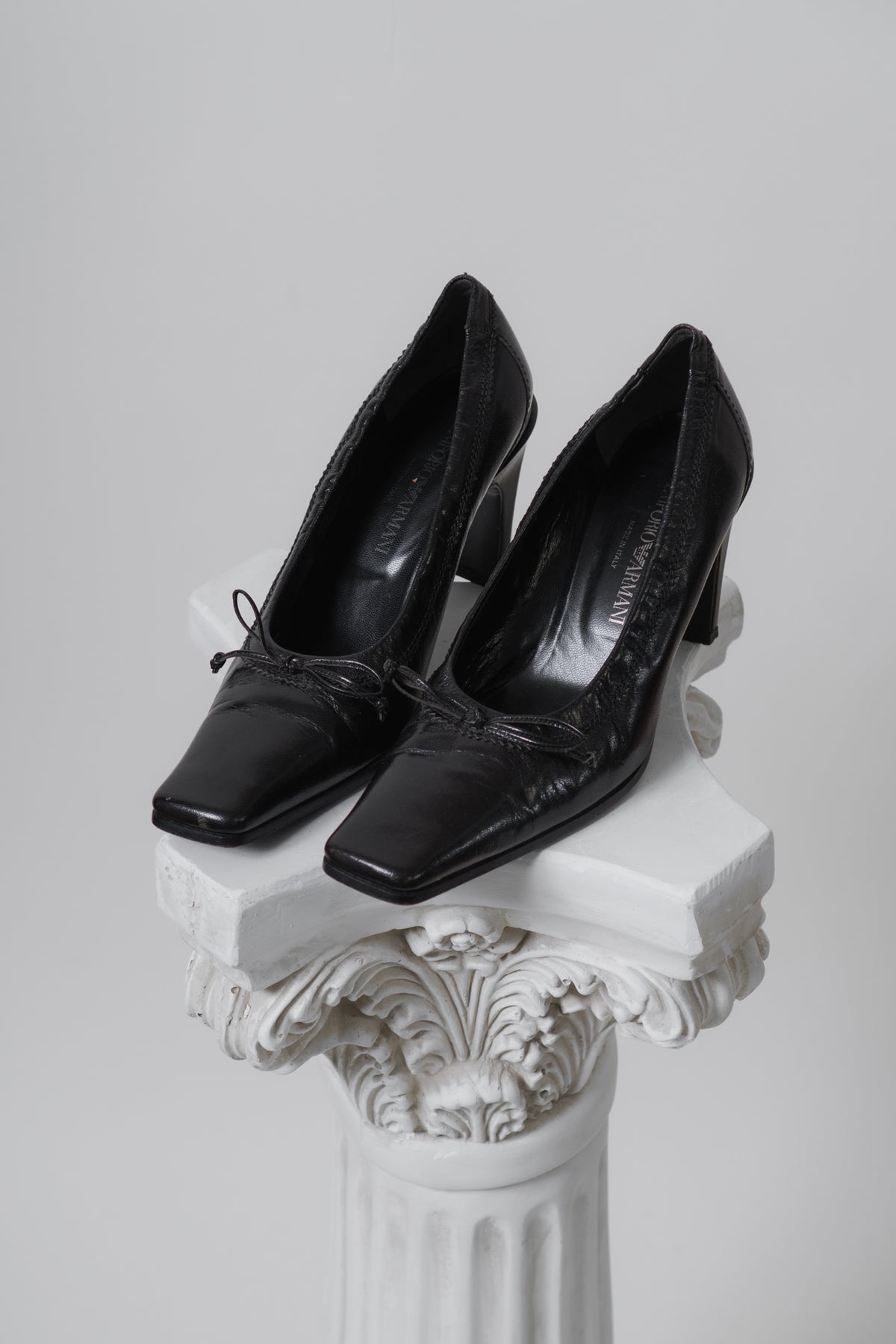 Y2K Emporio Armani Black Patent Leather Heels