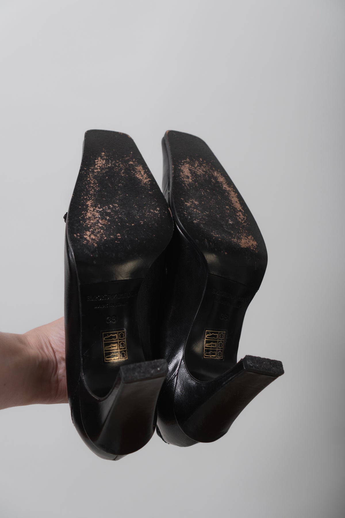 Y2K Emporio Armani Black Patent Leather Heels