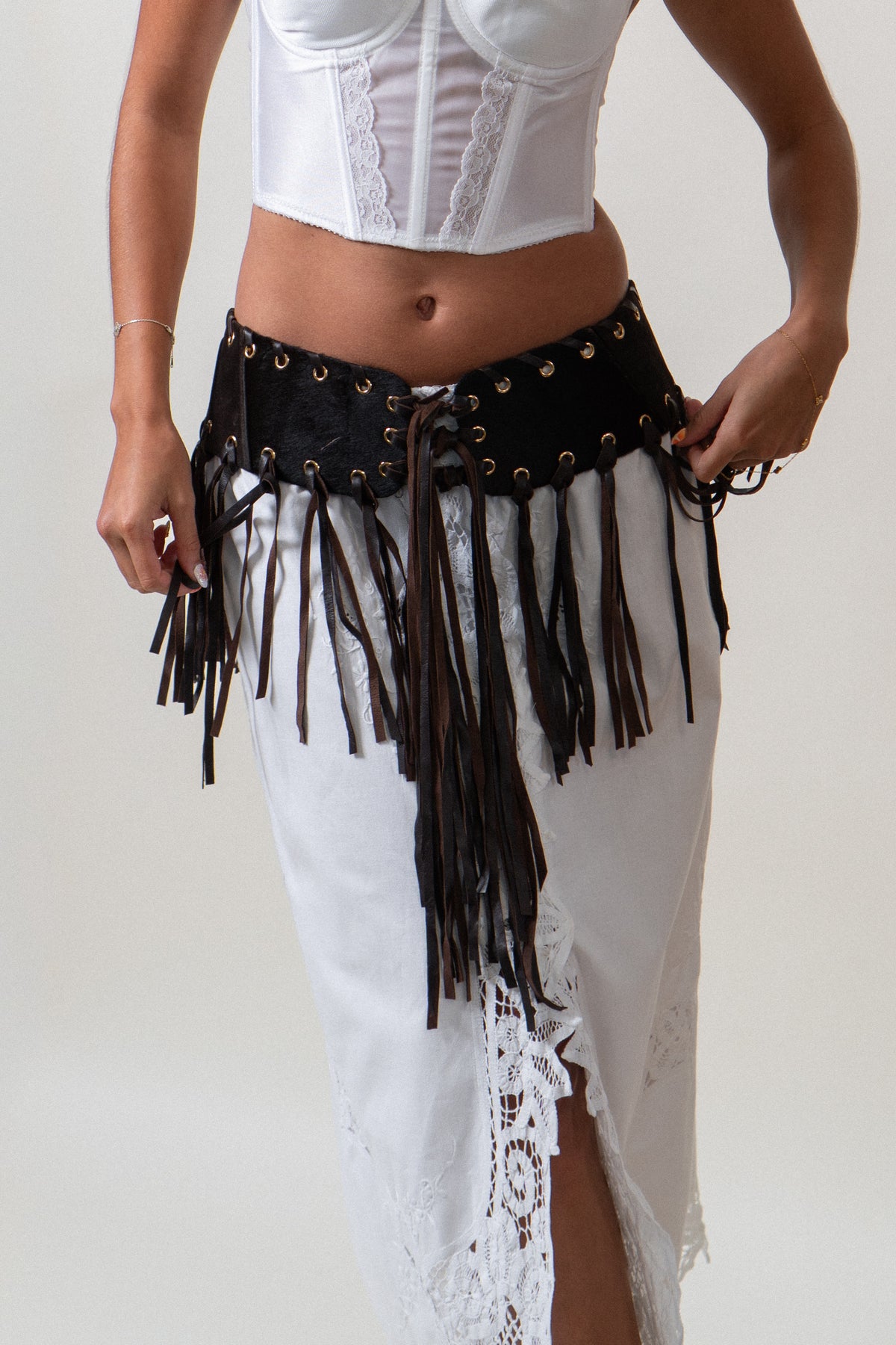 Italian White Cotton Lace Skirt