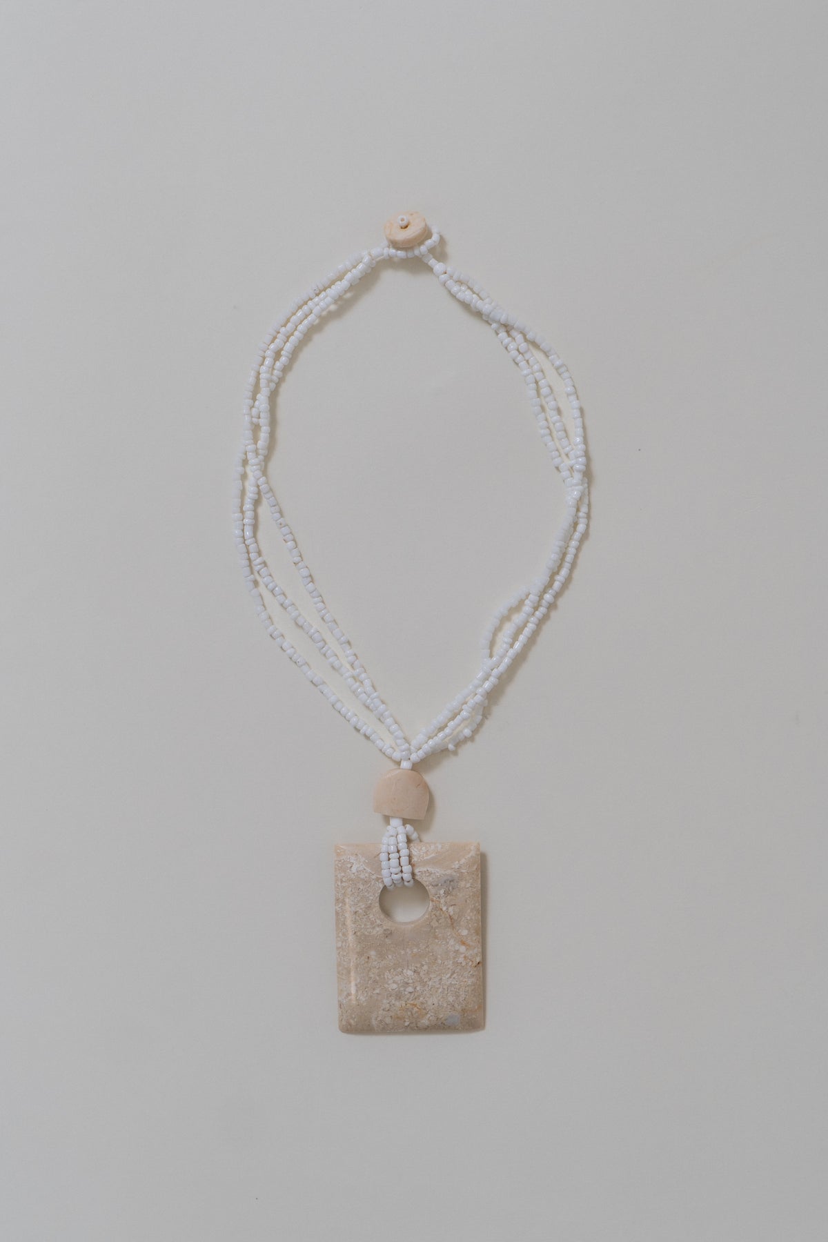 Vintage Cream Square Stone Pendant Necklace