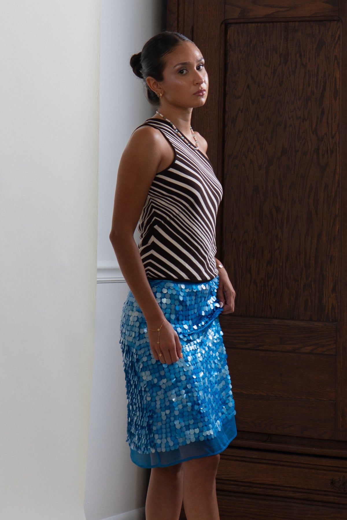 Y2K 100% Silk Blue Mermaid Skirt