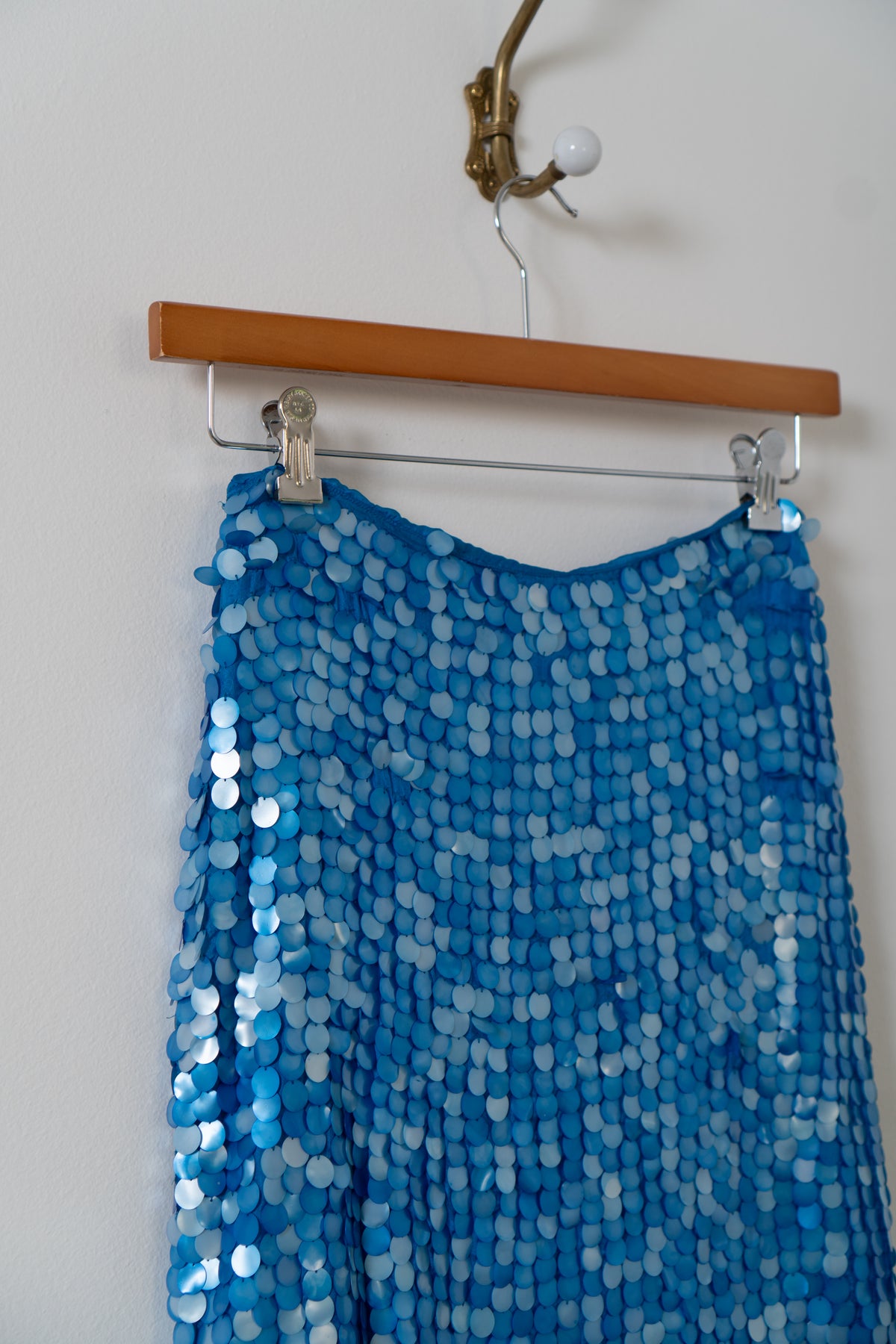 Y2K 100% Silk Blue Mermaid Skirt