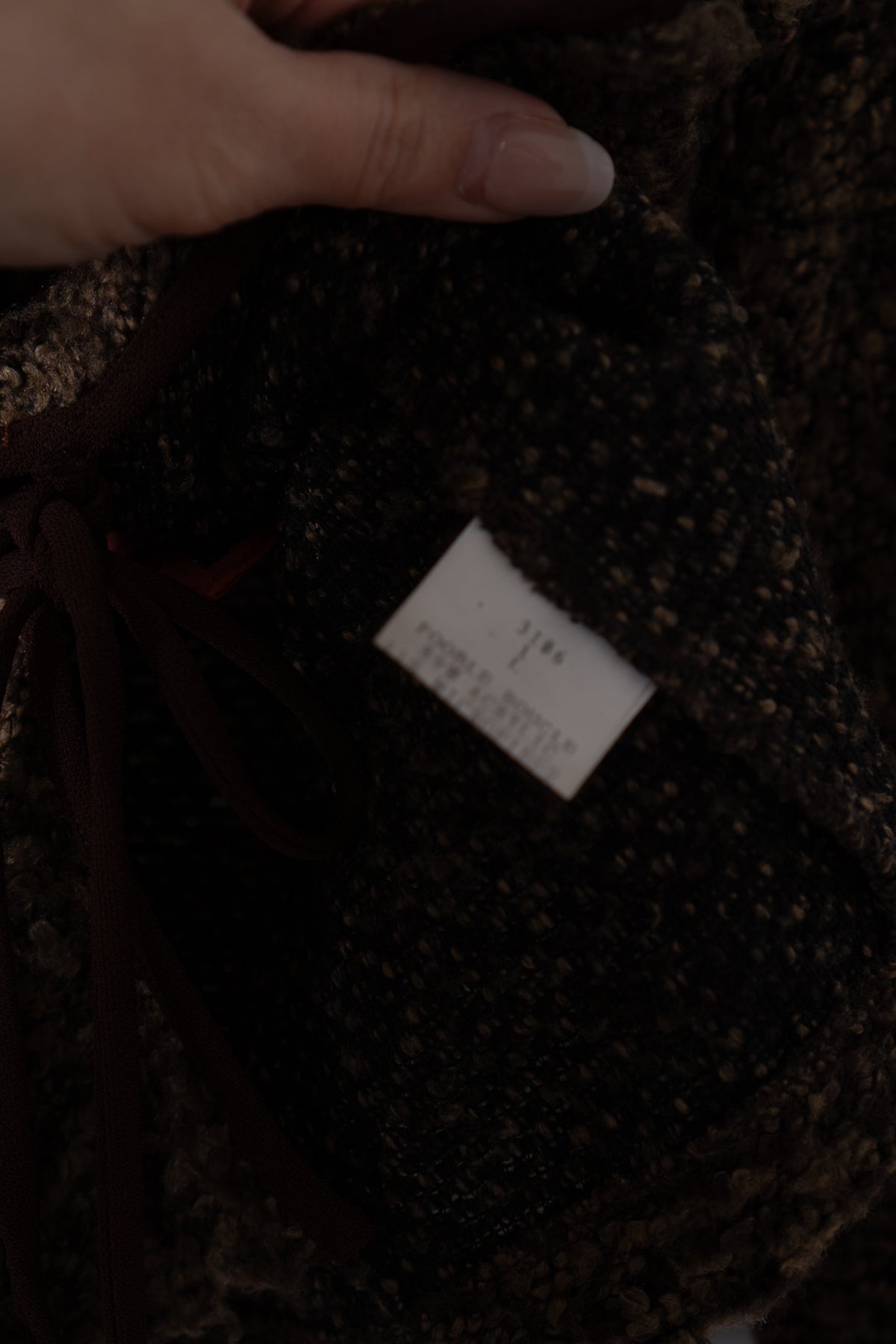 Vintage Brown Knit Fur Collar Cardigan