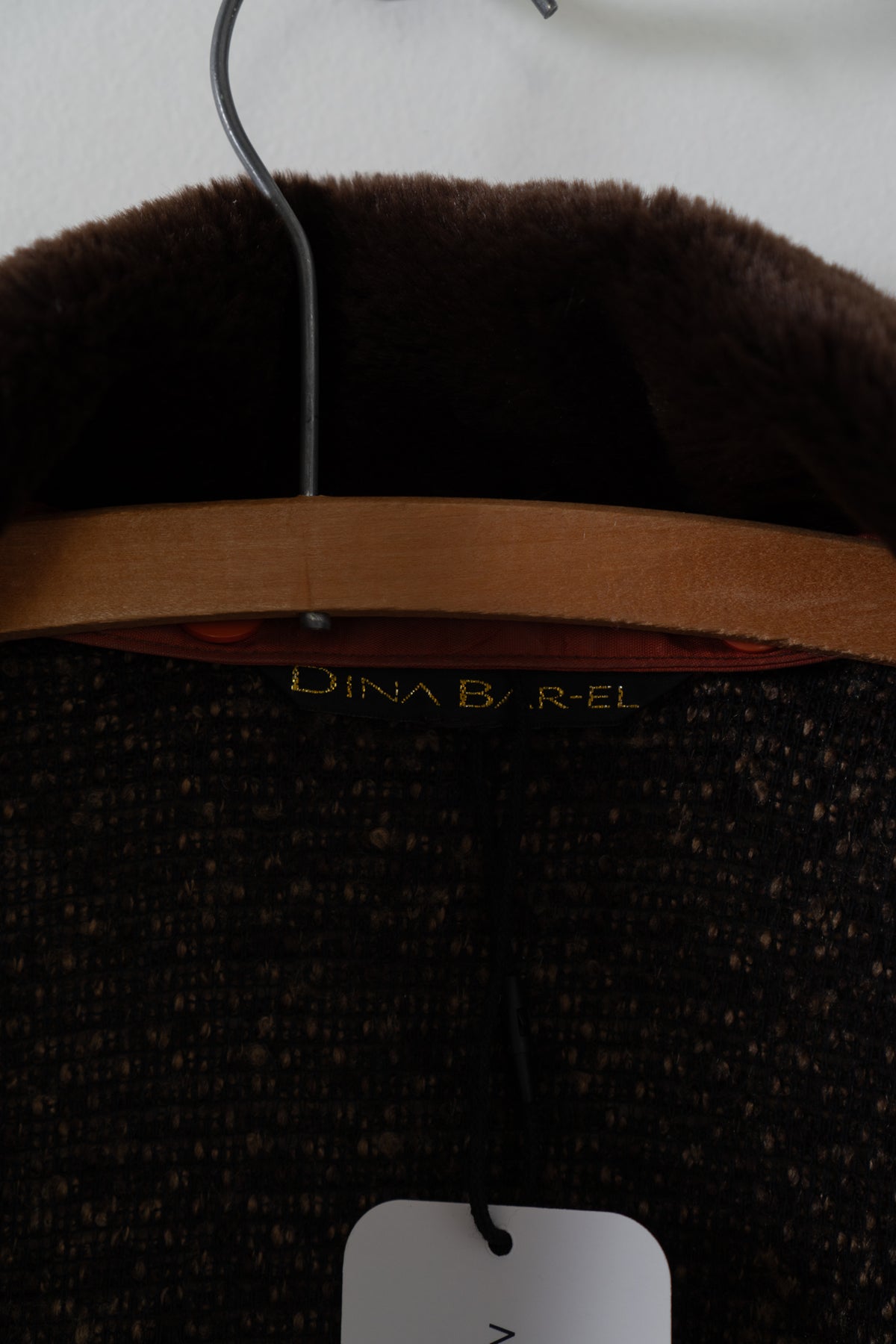 Vintage Brown Knit Fur Collar Cardigan