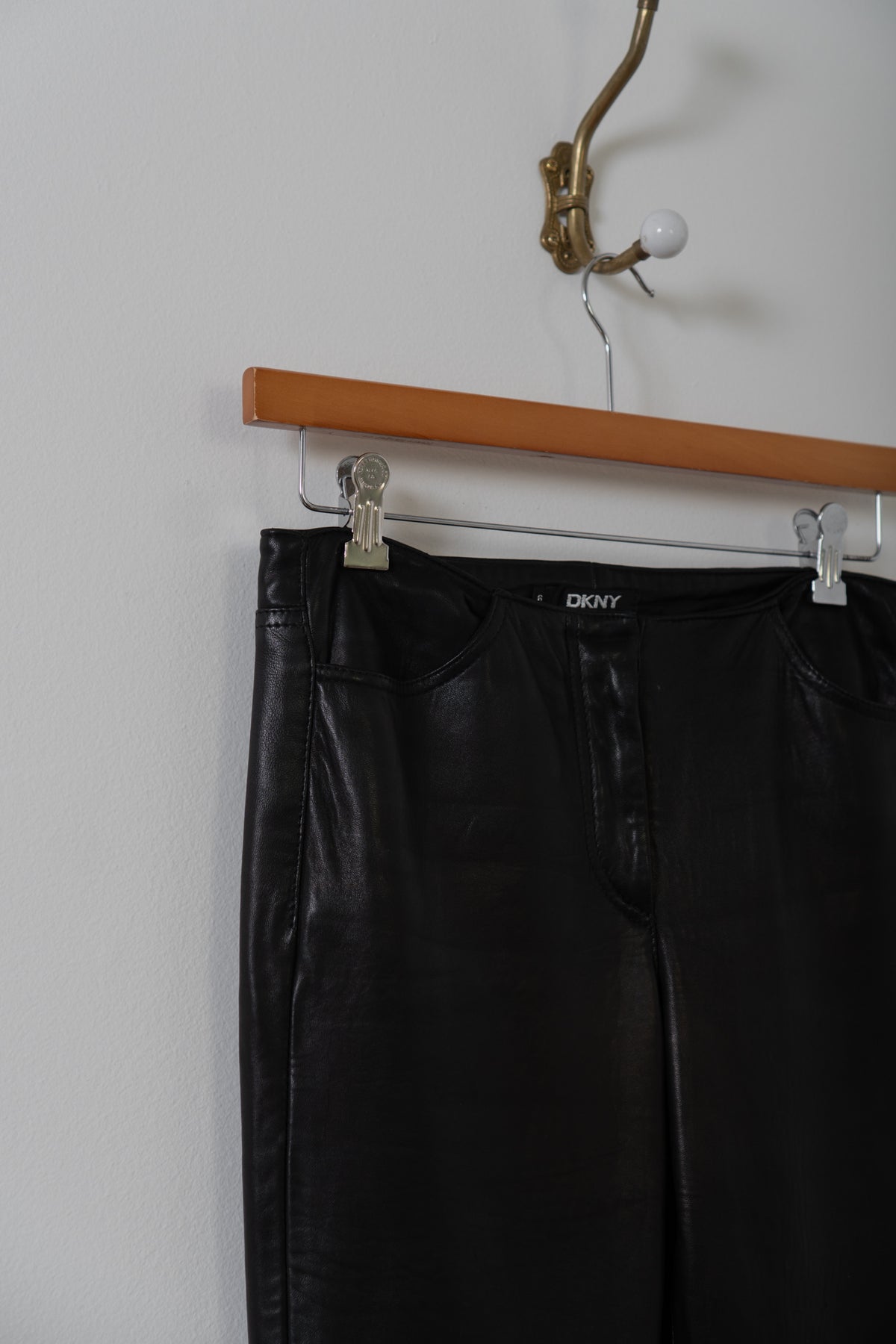 Y2K DKNY Black Leather Hot Pants