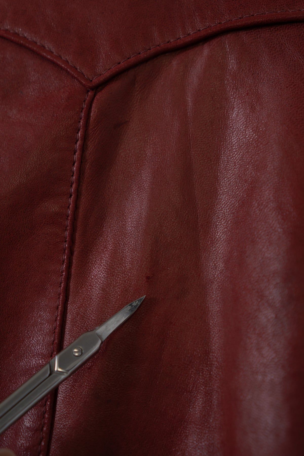 Vintage Red Leather Moto Jacket