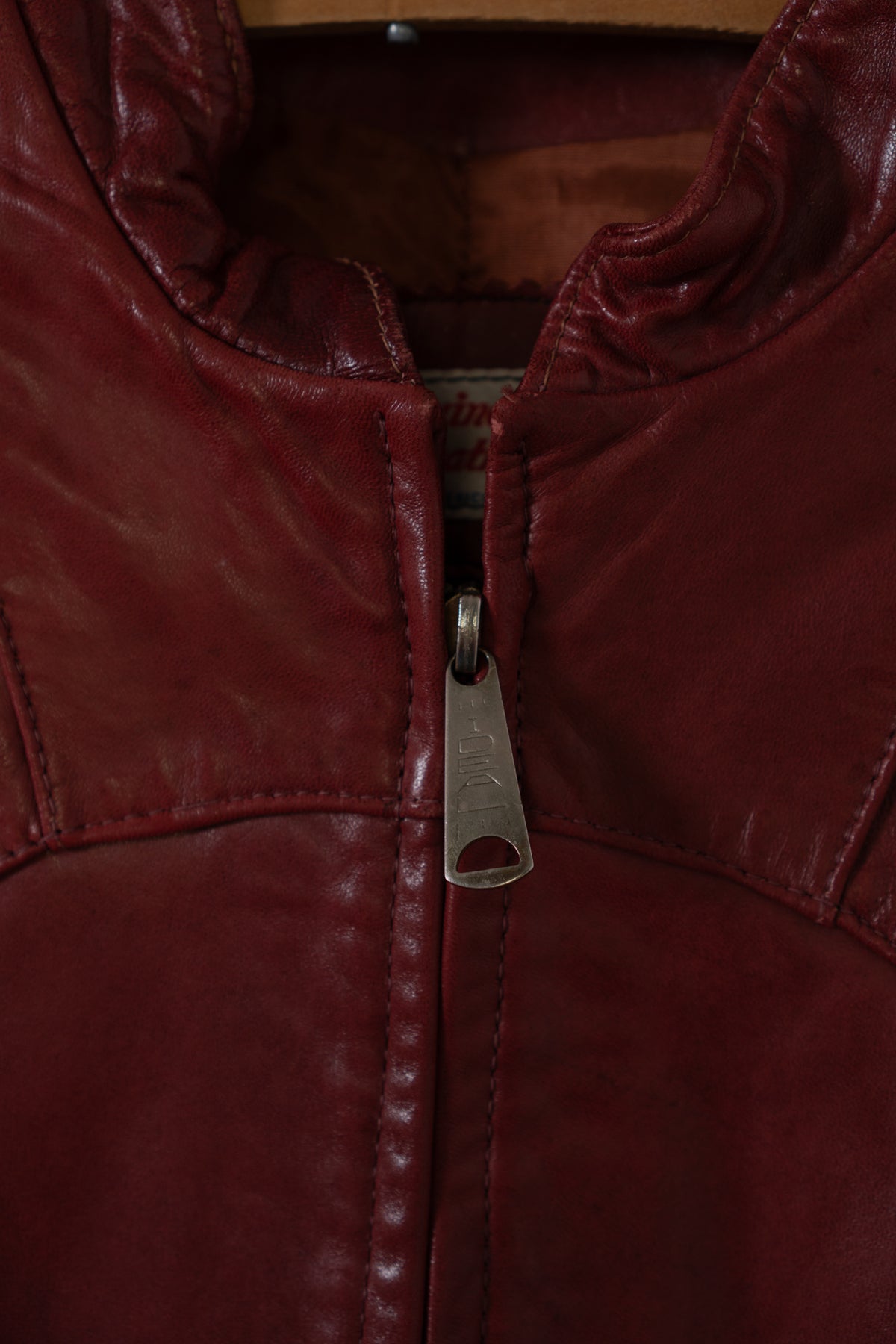 Vintage Red Leather Moto Jacket