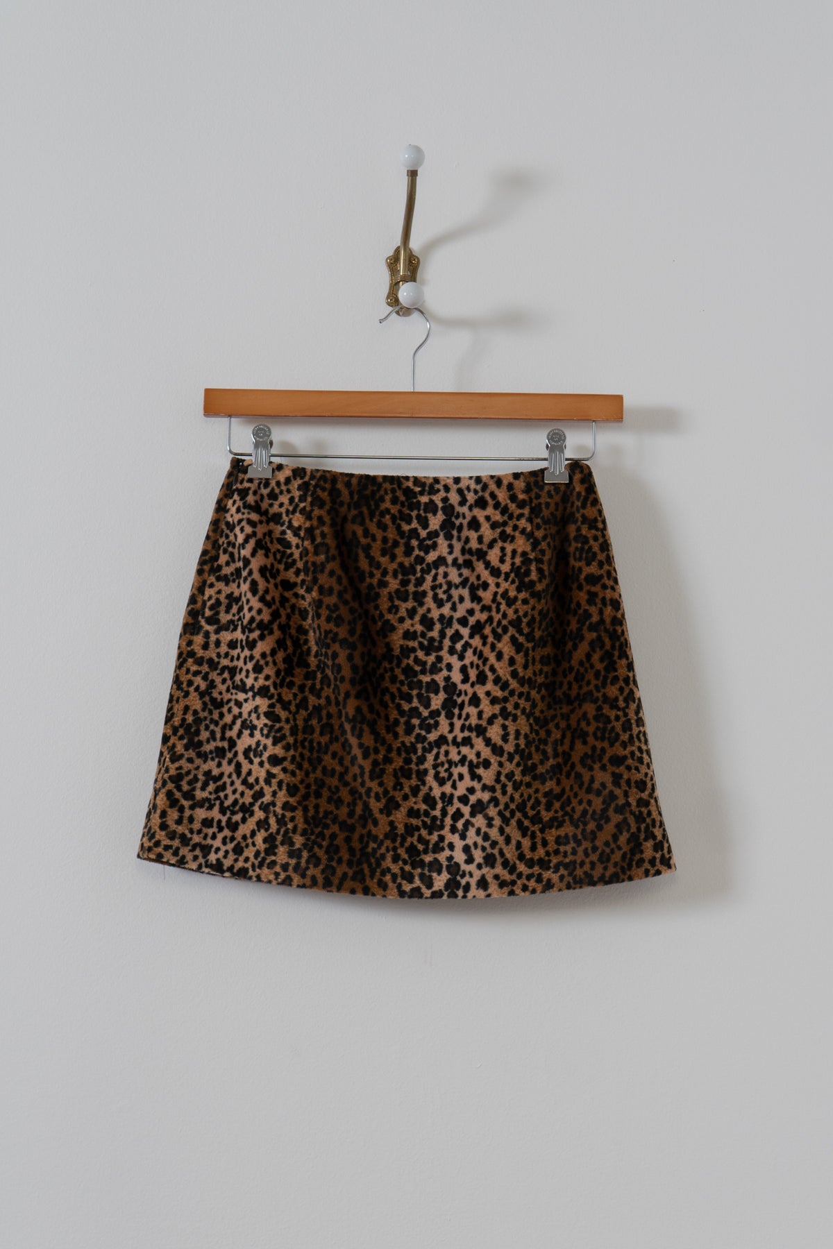 Vintage Faux Fur Animal Print Mini Skirt