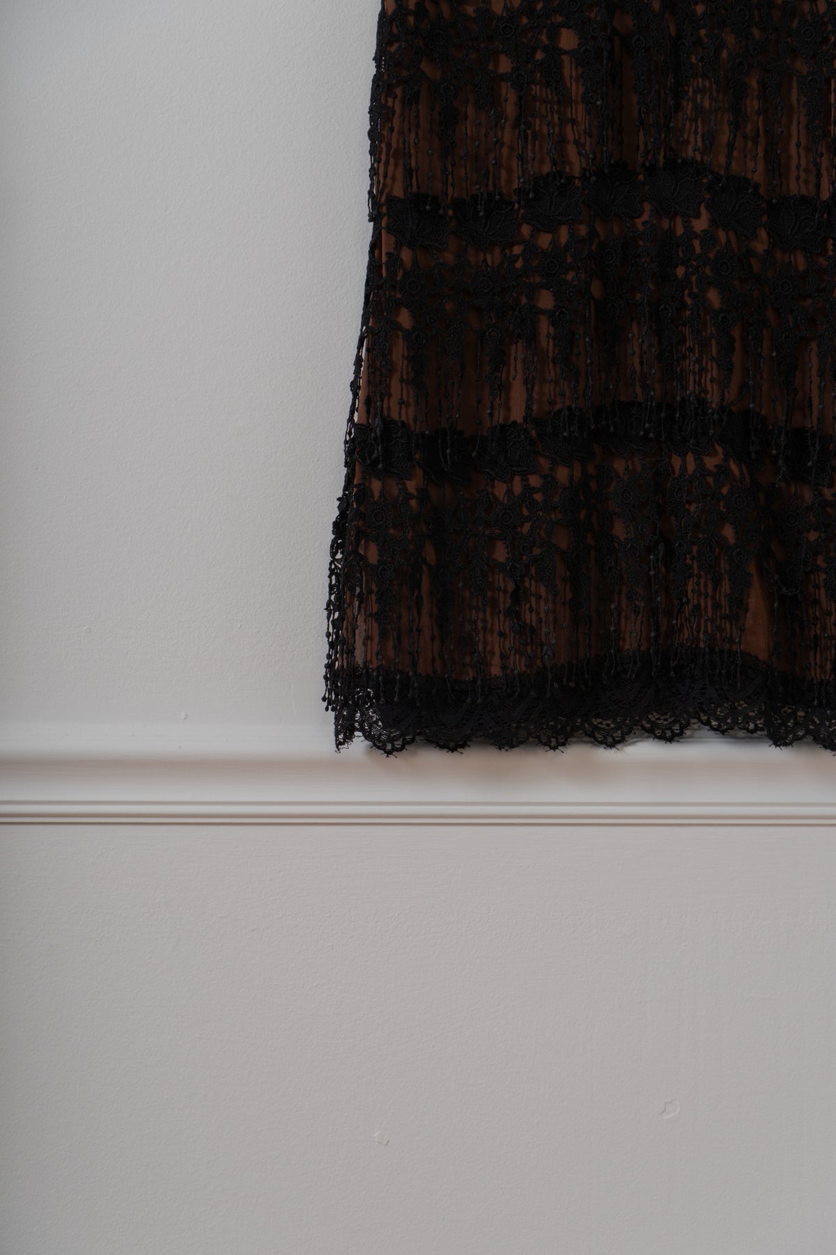 Y2K Brown Silk & Lace Dress