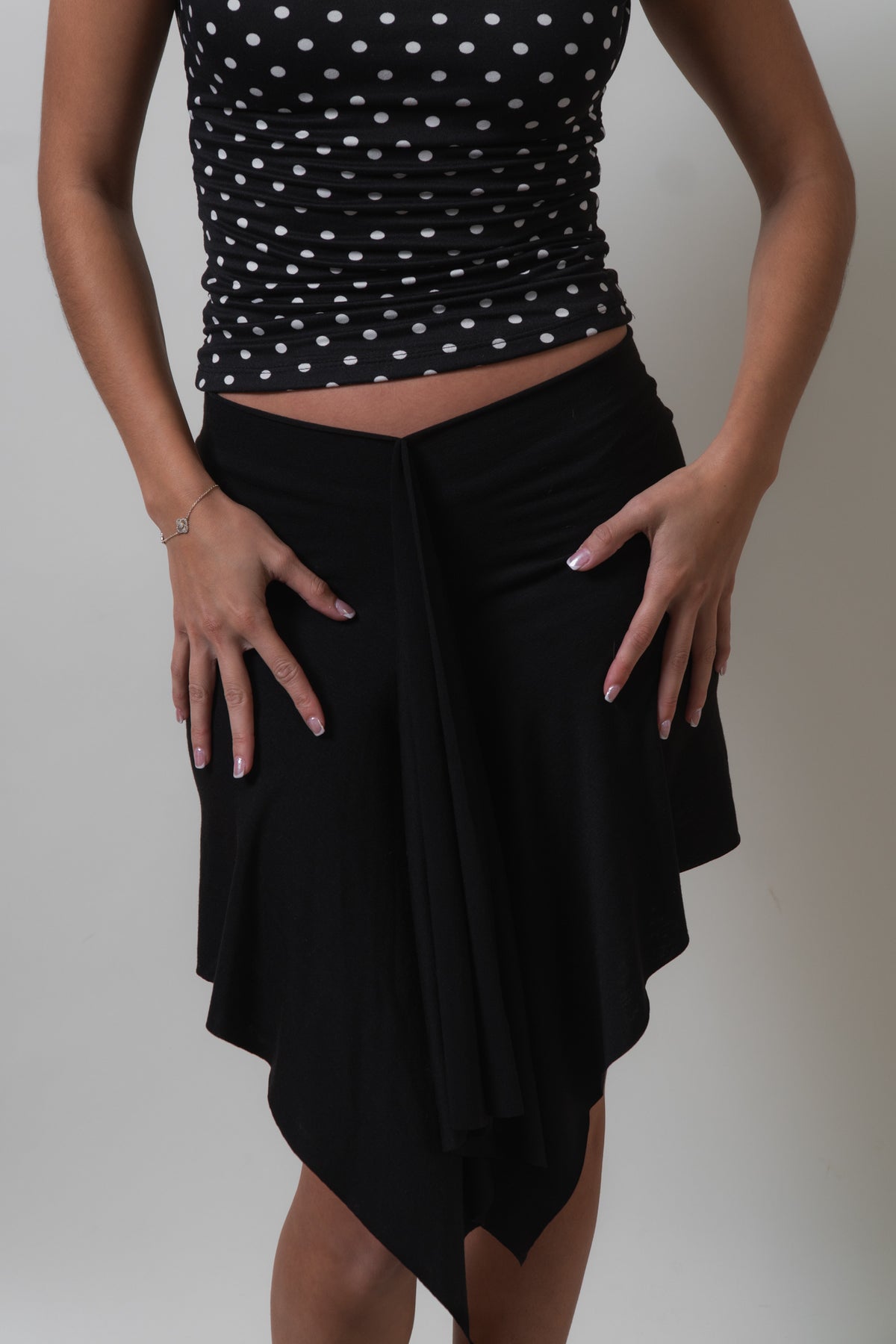 Vintage Black Knit Waterfall Skirt