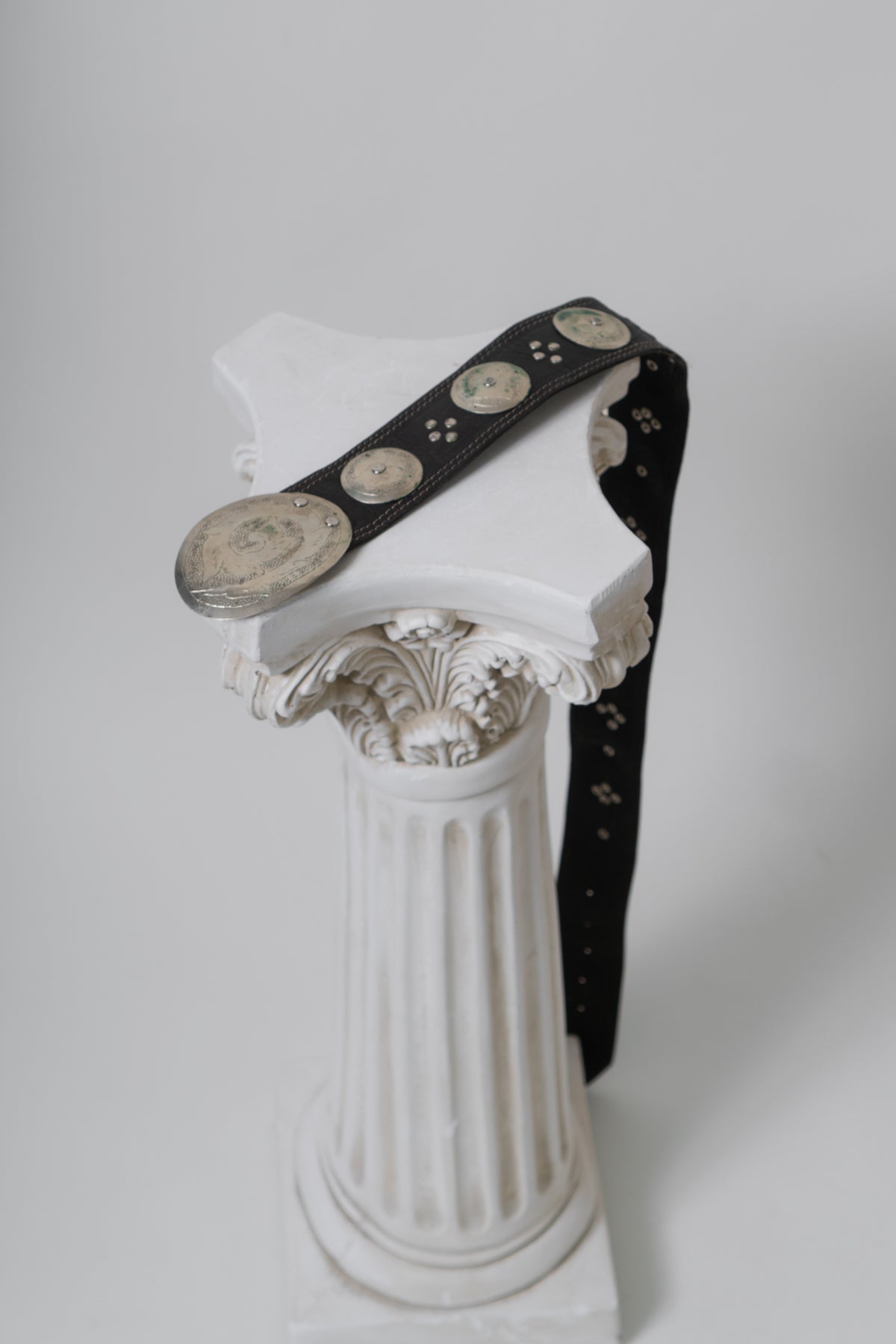 Vintage MOROCCAN Black Leather & Silver Belt
