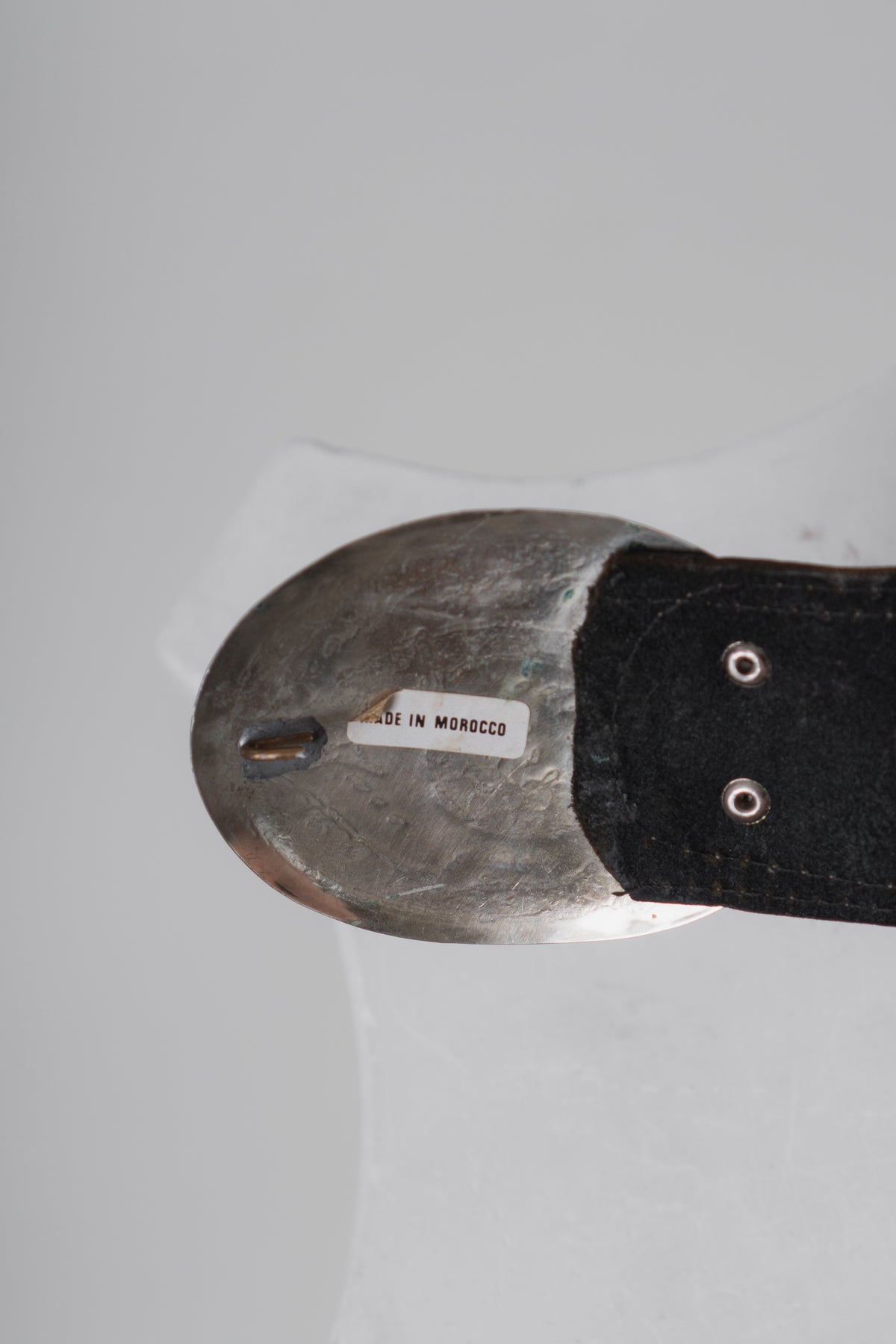 Vintage MOROCCAN Black Leather & Silver Belt