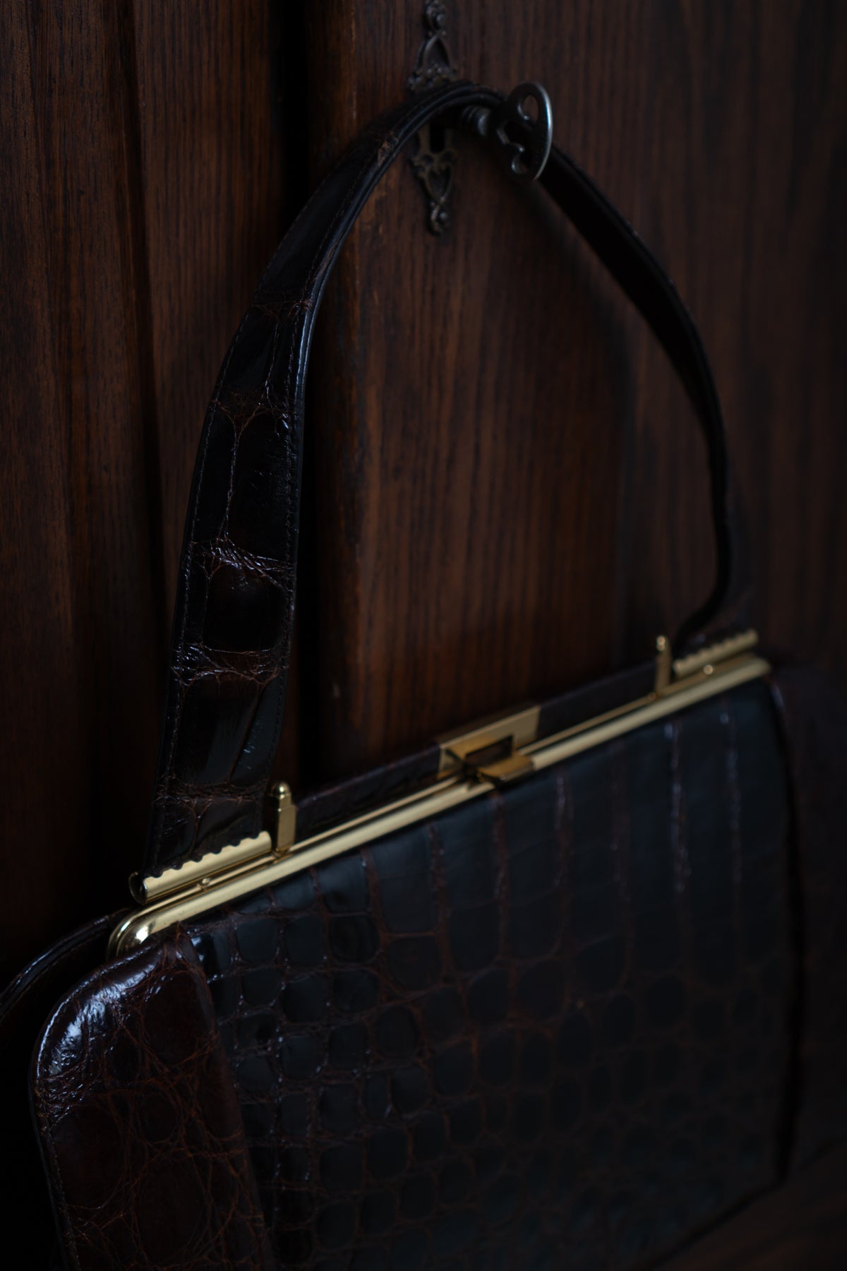 Vintage Croc Burgundy Leather Handbag
