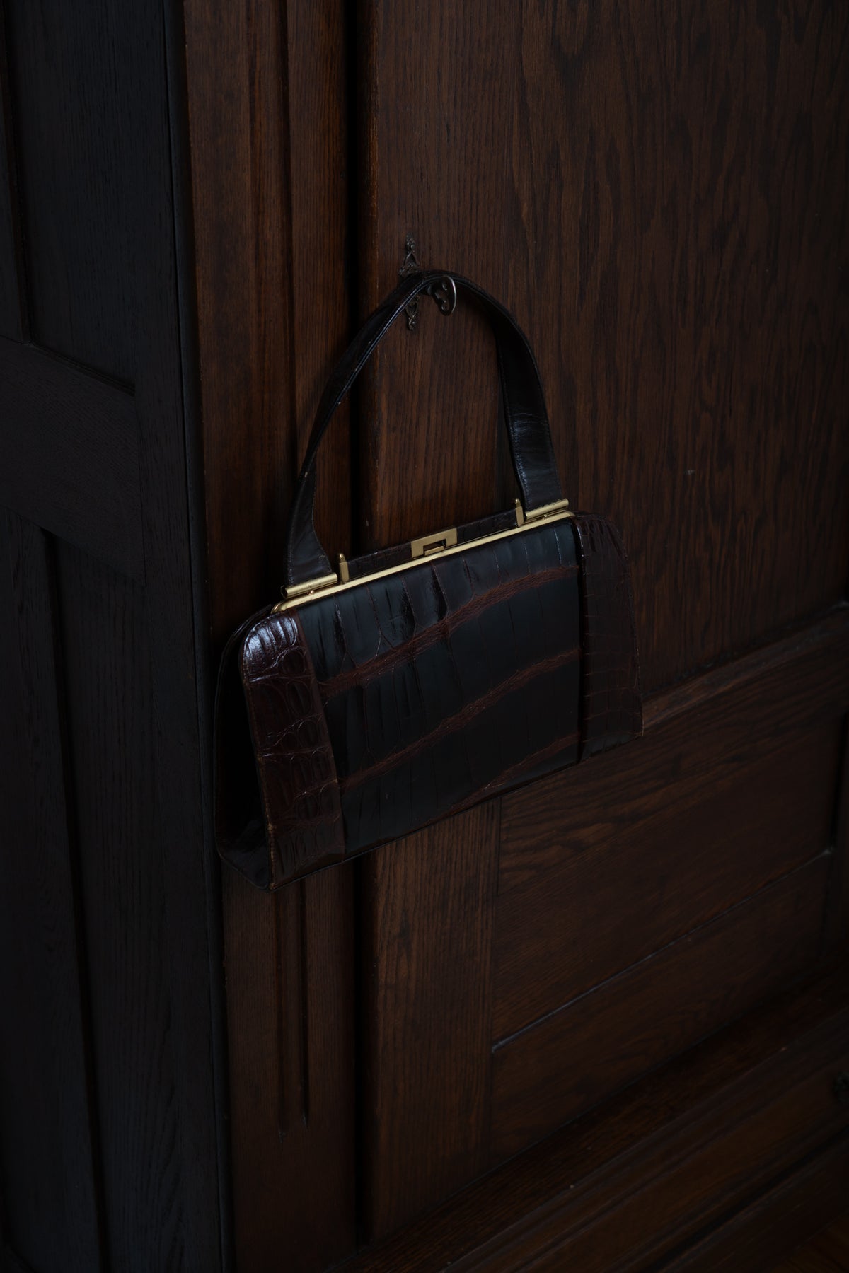 Vintage Croc Burgundy Leather Handbag