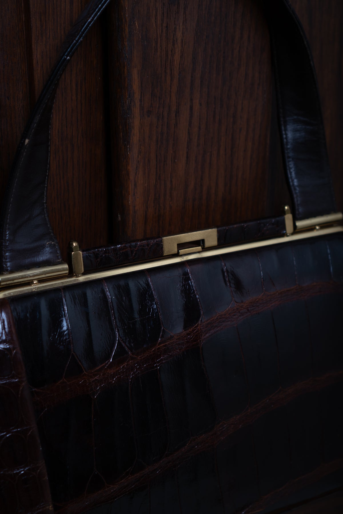 Vintage Croc Burgundy Leather Handbag