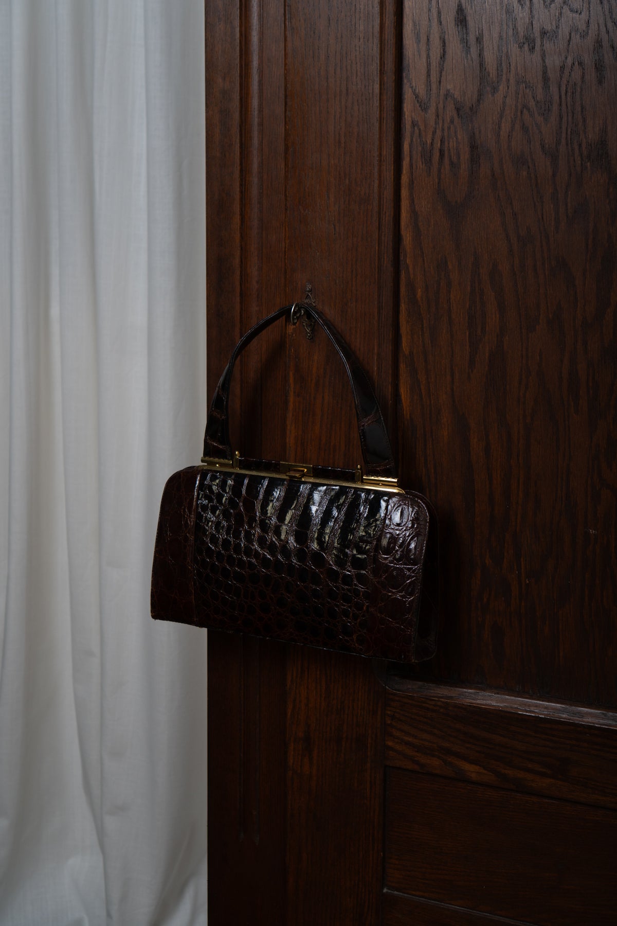 Vintage Croc Burgundy Leather Handbag
