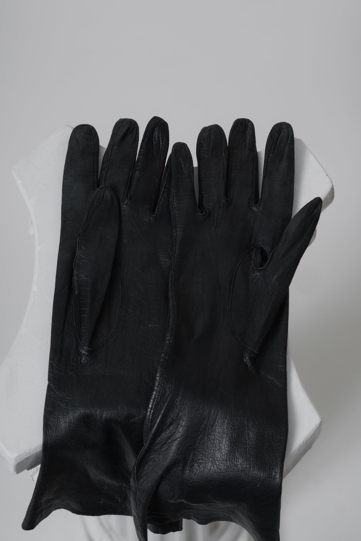 Vintage French Black Leather Gloves