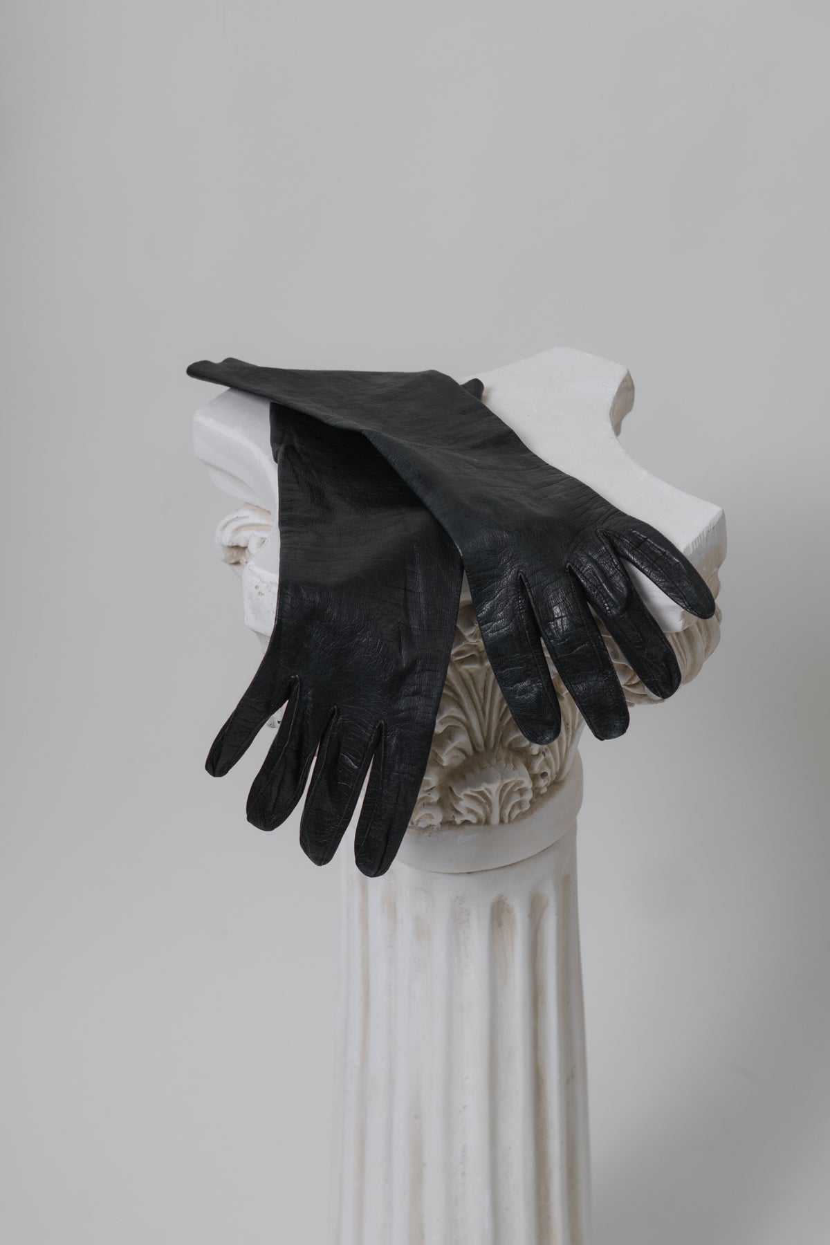 Vintage French Black Leather Gloves