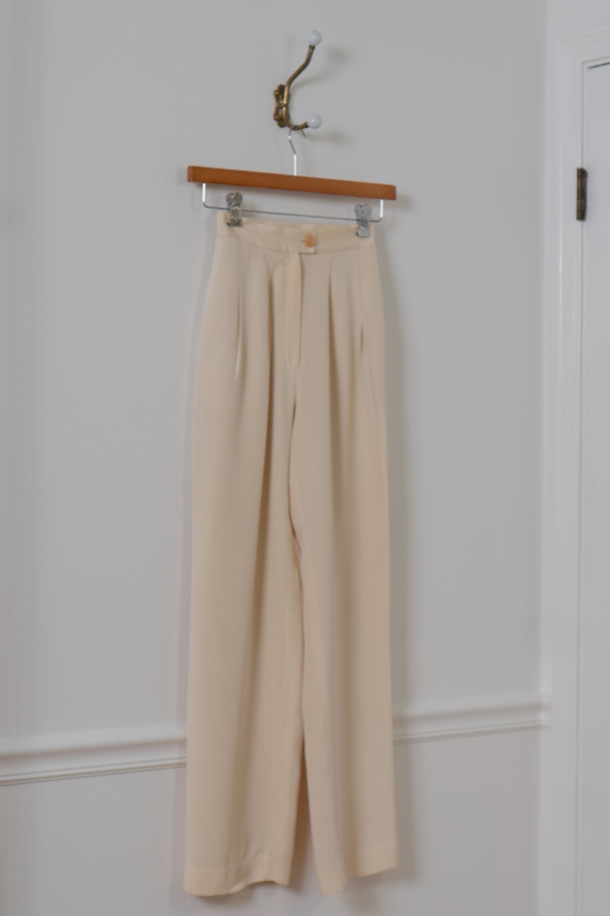 Vintage Cream Silk High Waisted Trousers