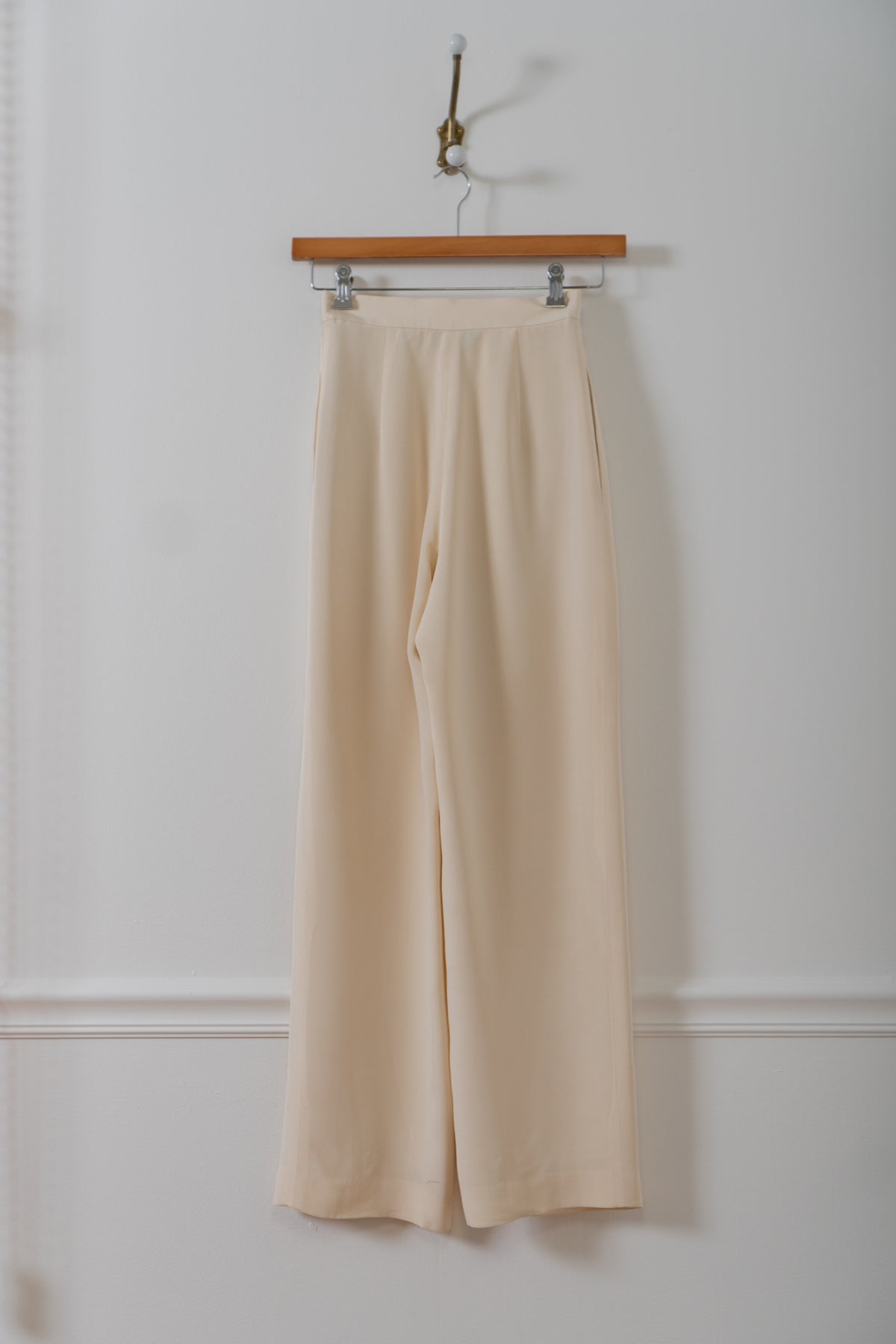 Vintage Cream Silk High Waisted Trousers
