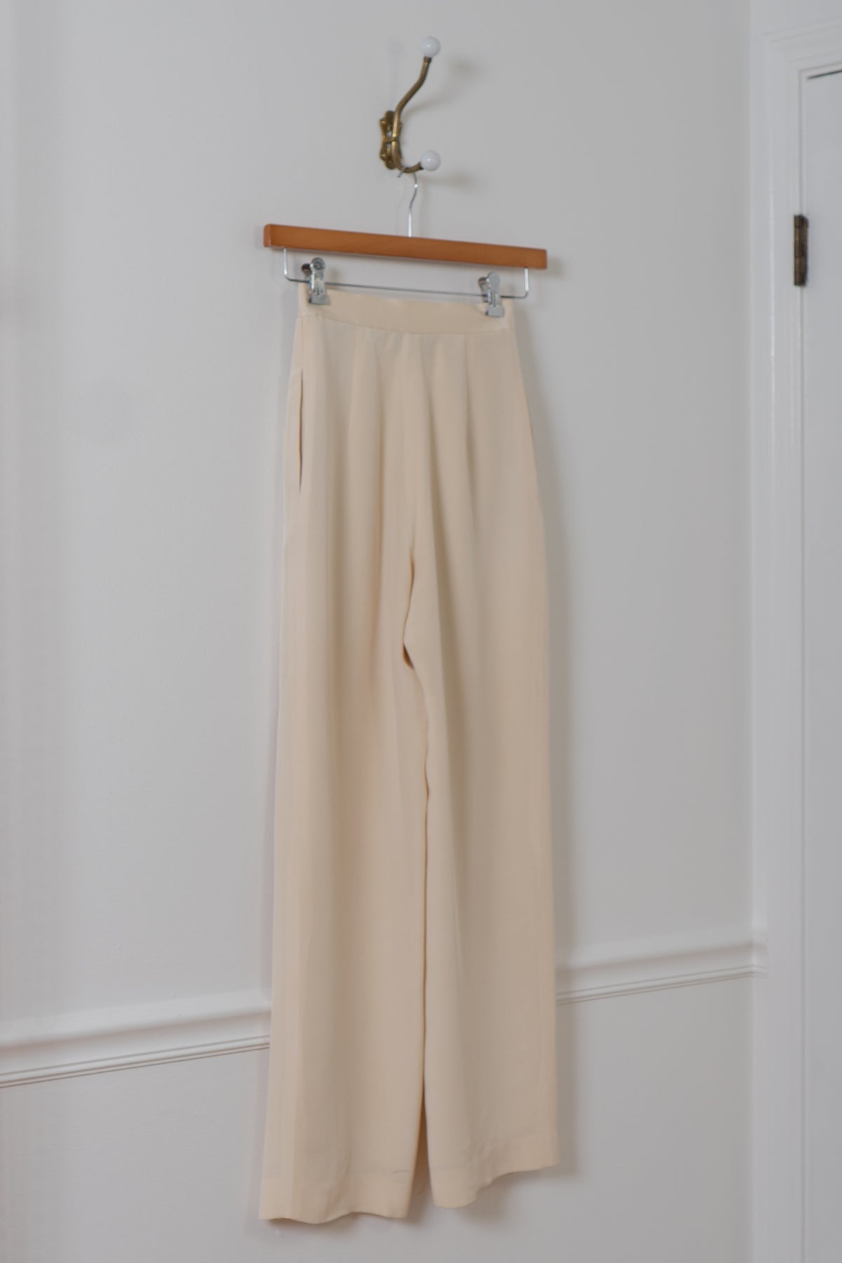 Vintage Cream Silk High Waisted Trousers