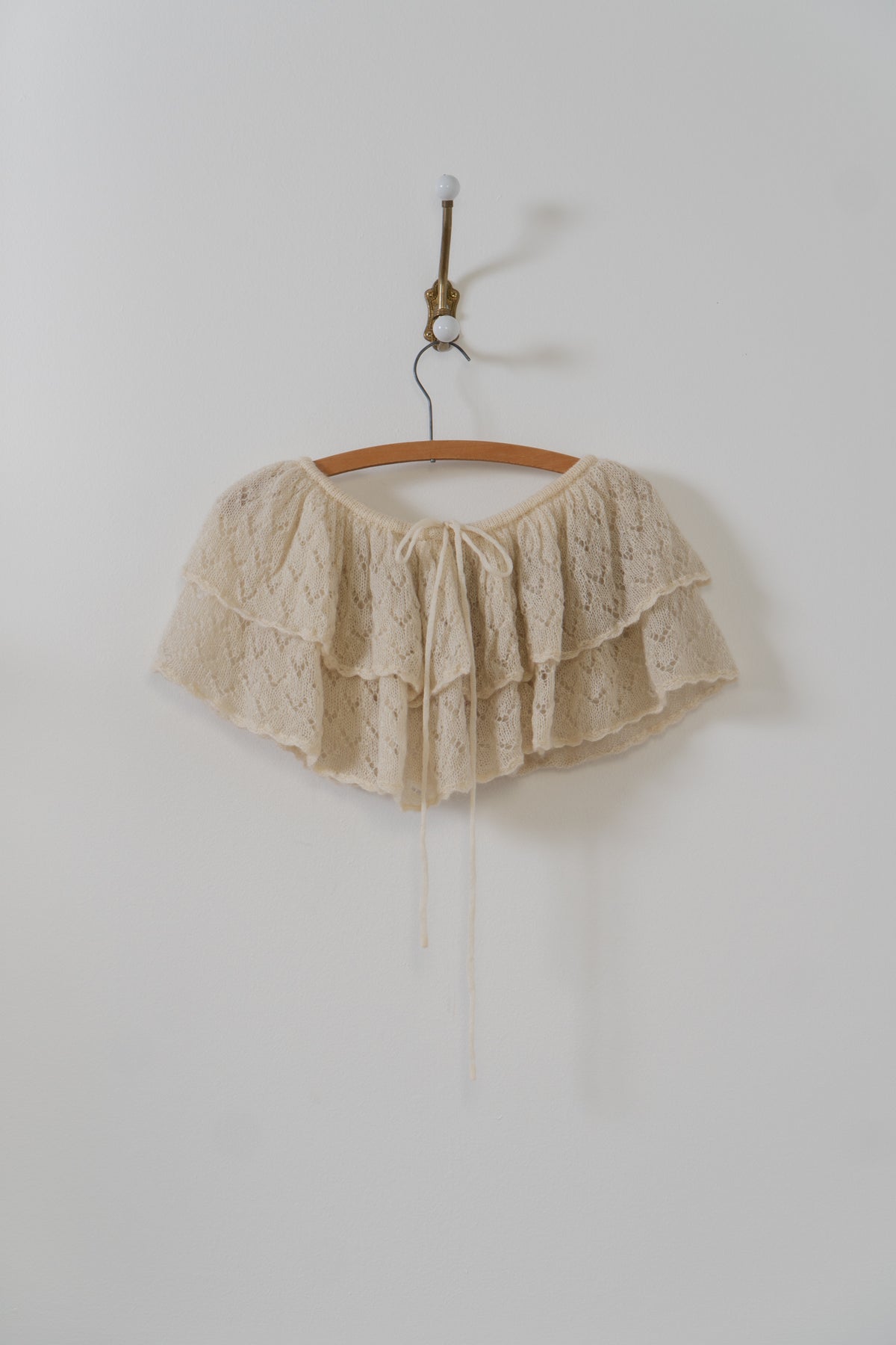 HANDMADE Cream Wool Blend Knit Collar