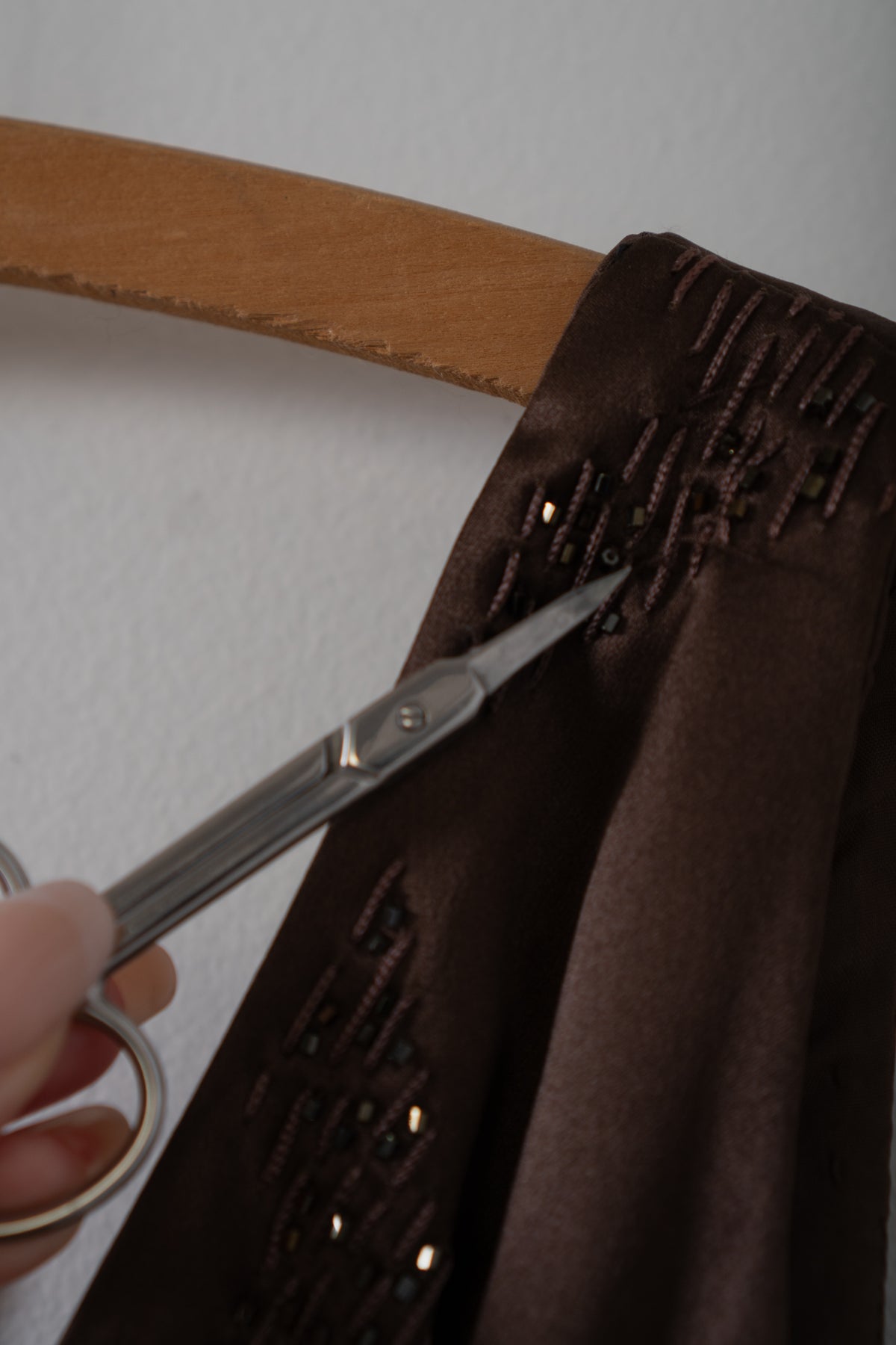 Vintage Brown Silk Fringe Beaded Dress