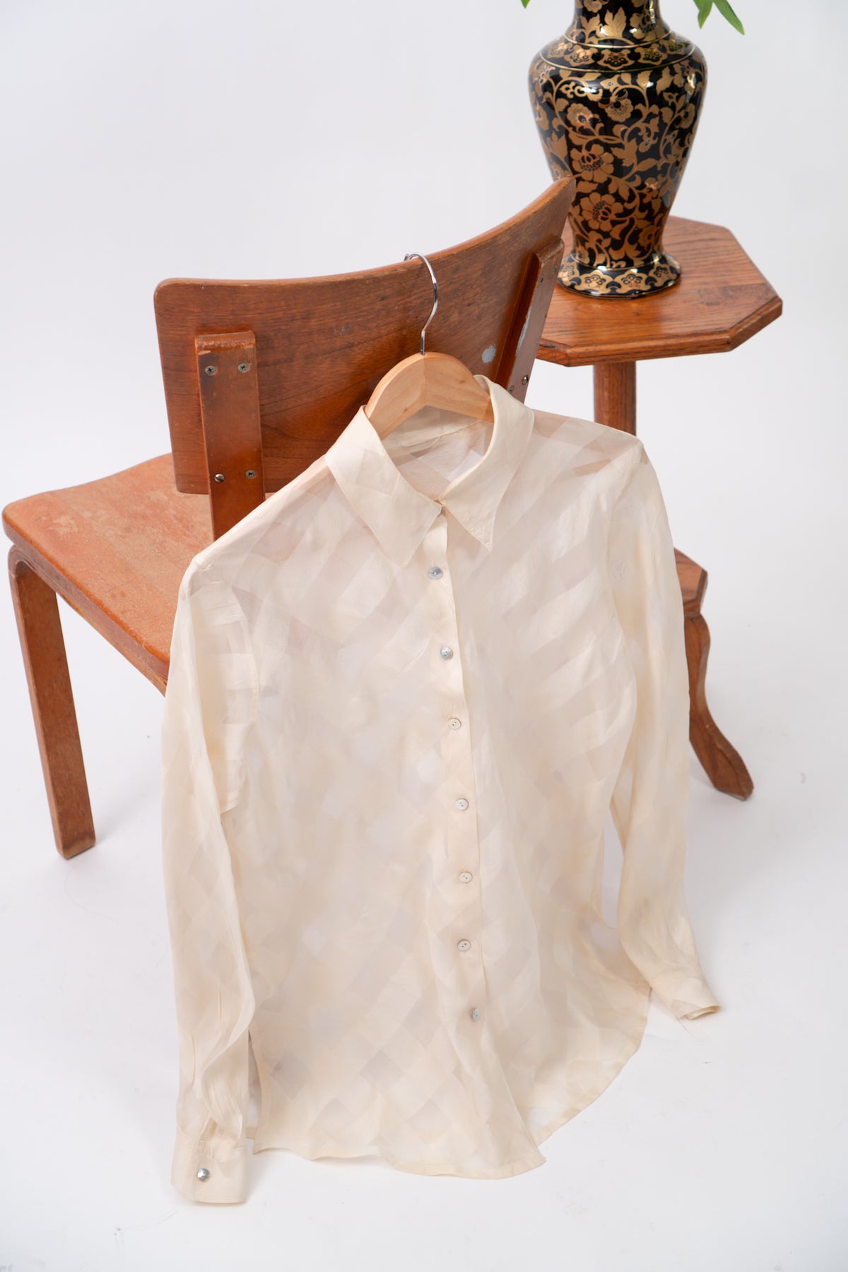 Vintage Sheer Checkered Blouse