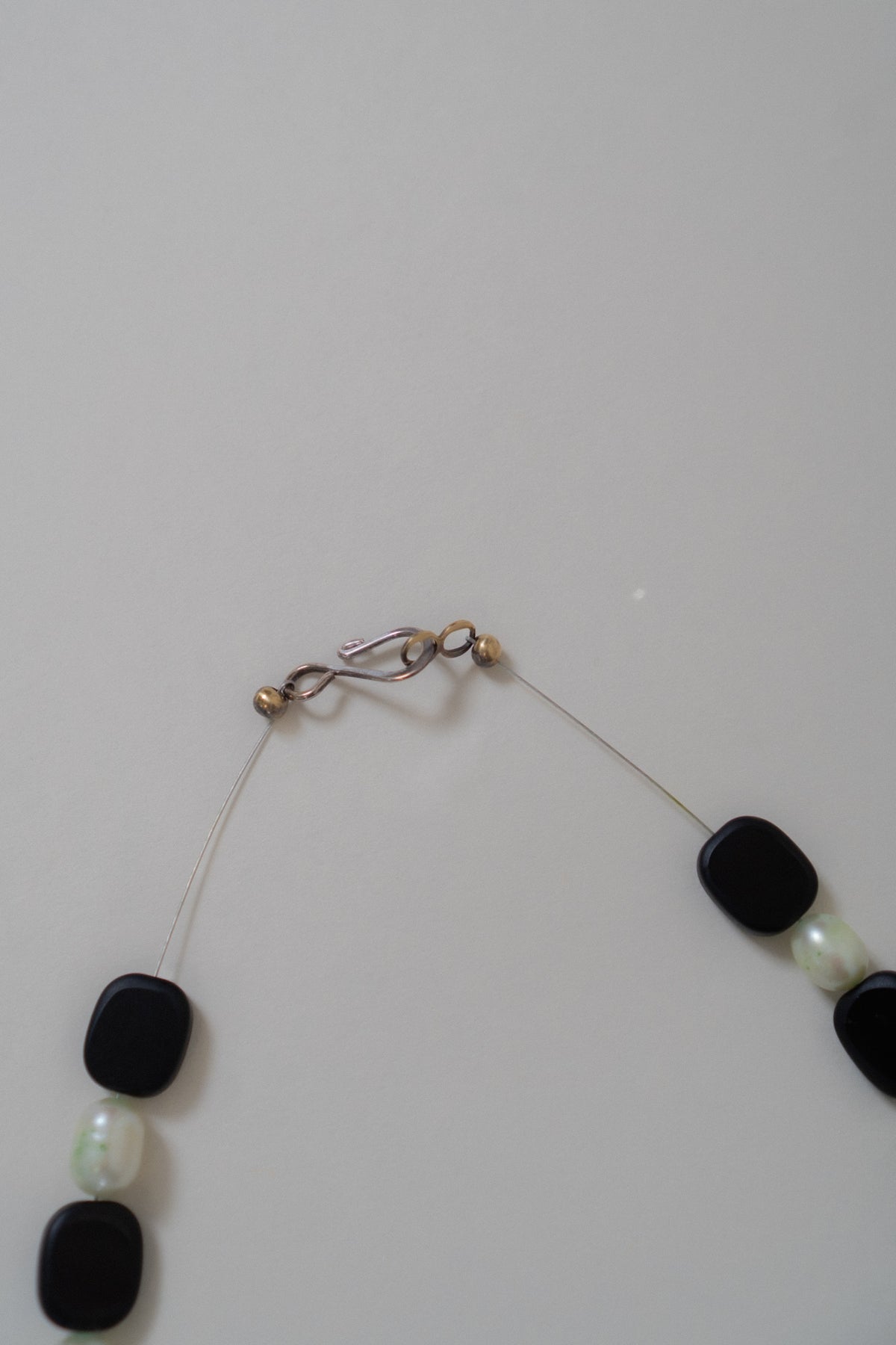 Genuine Pearl & Black Glass Beaded Necklace