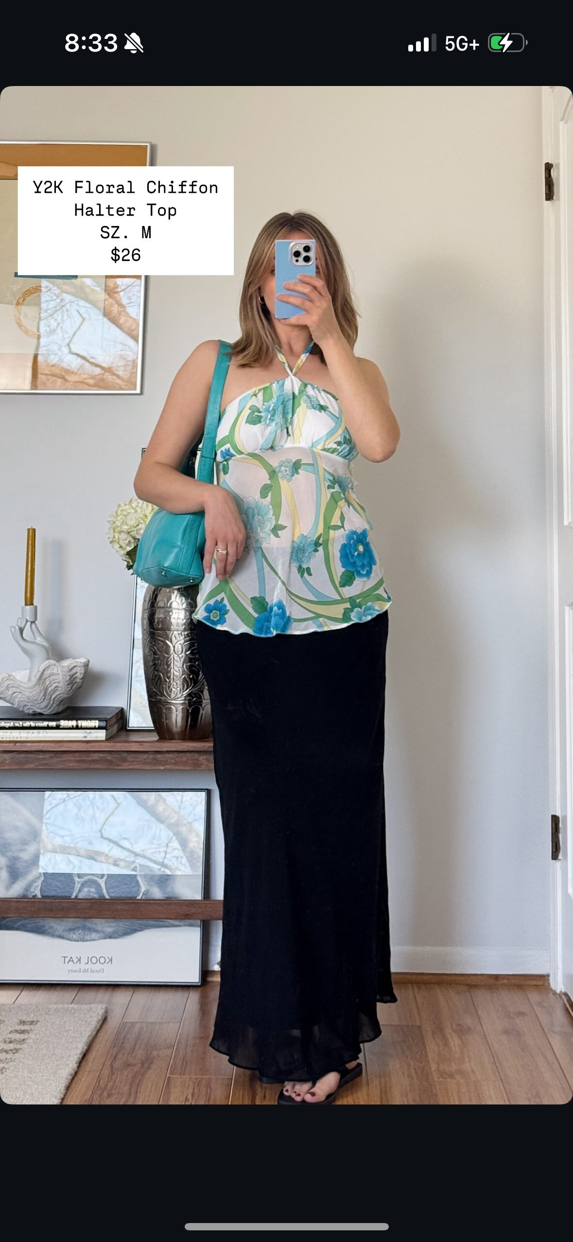 Y2K Floral Chiffon Halter Top
