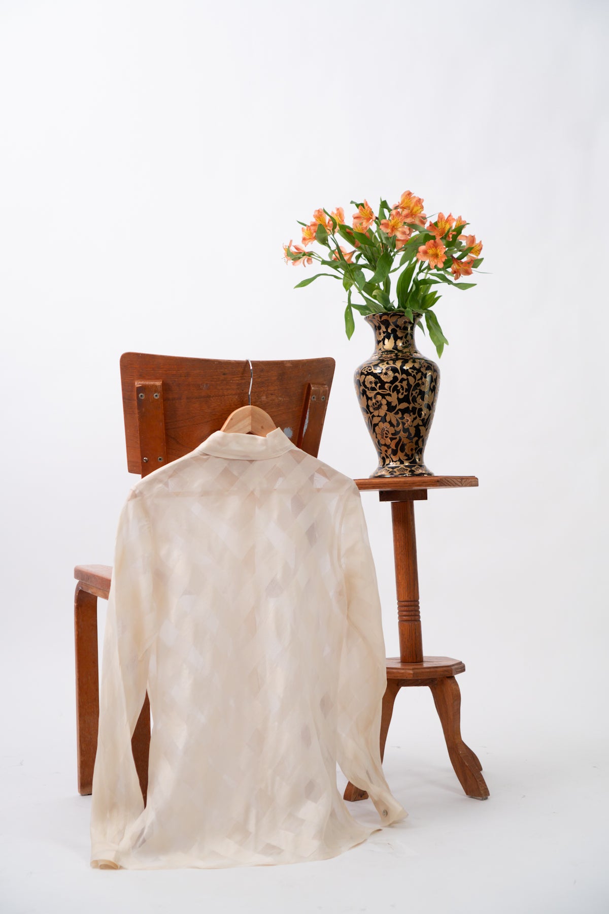 Vintage Sheer Checkered Blouse
