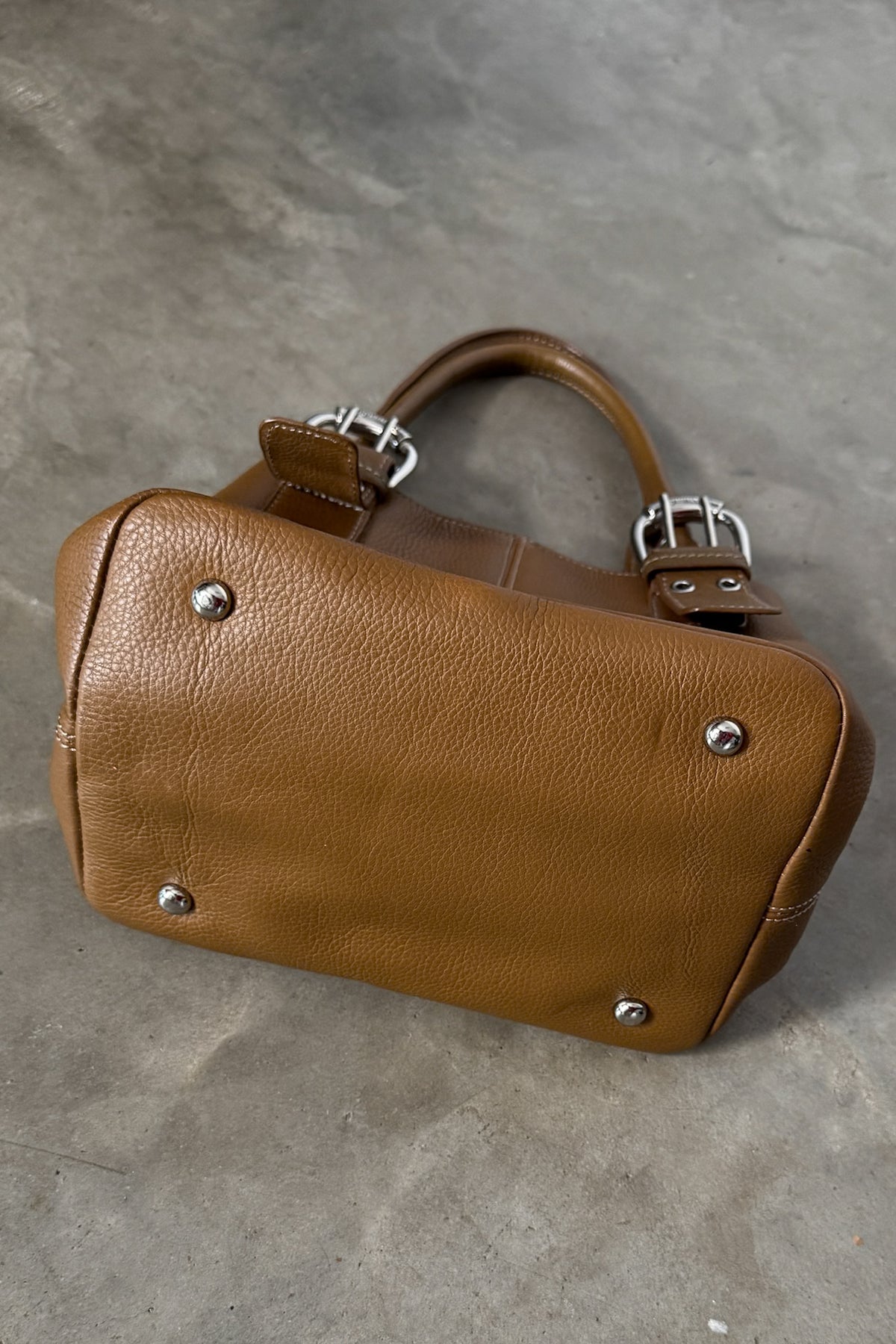 100% Leather Brown Buckle Bag