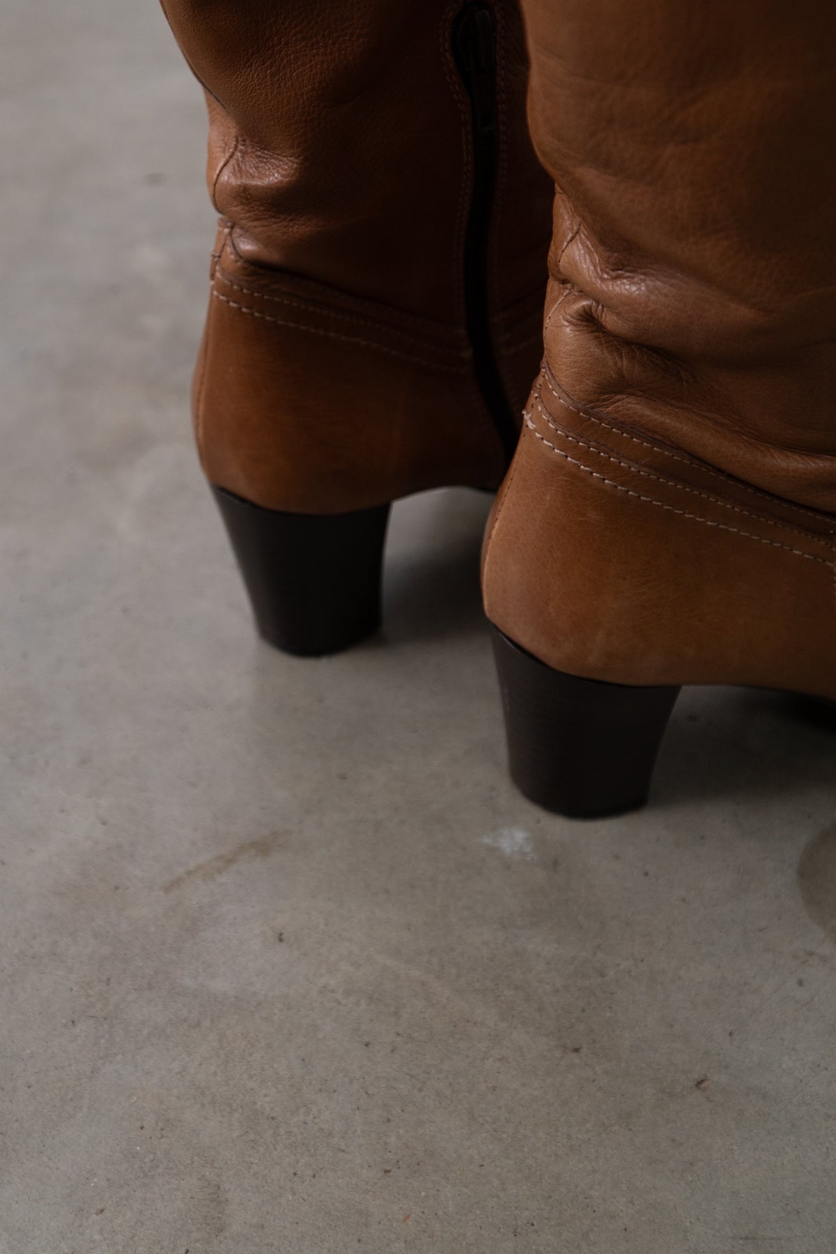 Vintage Tall Tan Italian Leather Western Boots