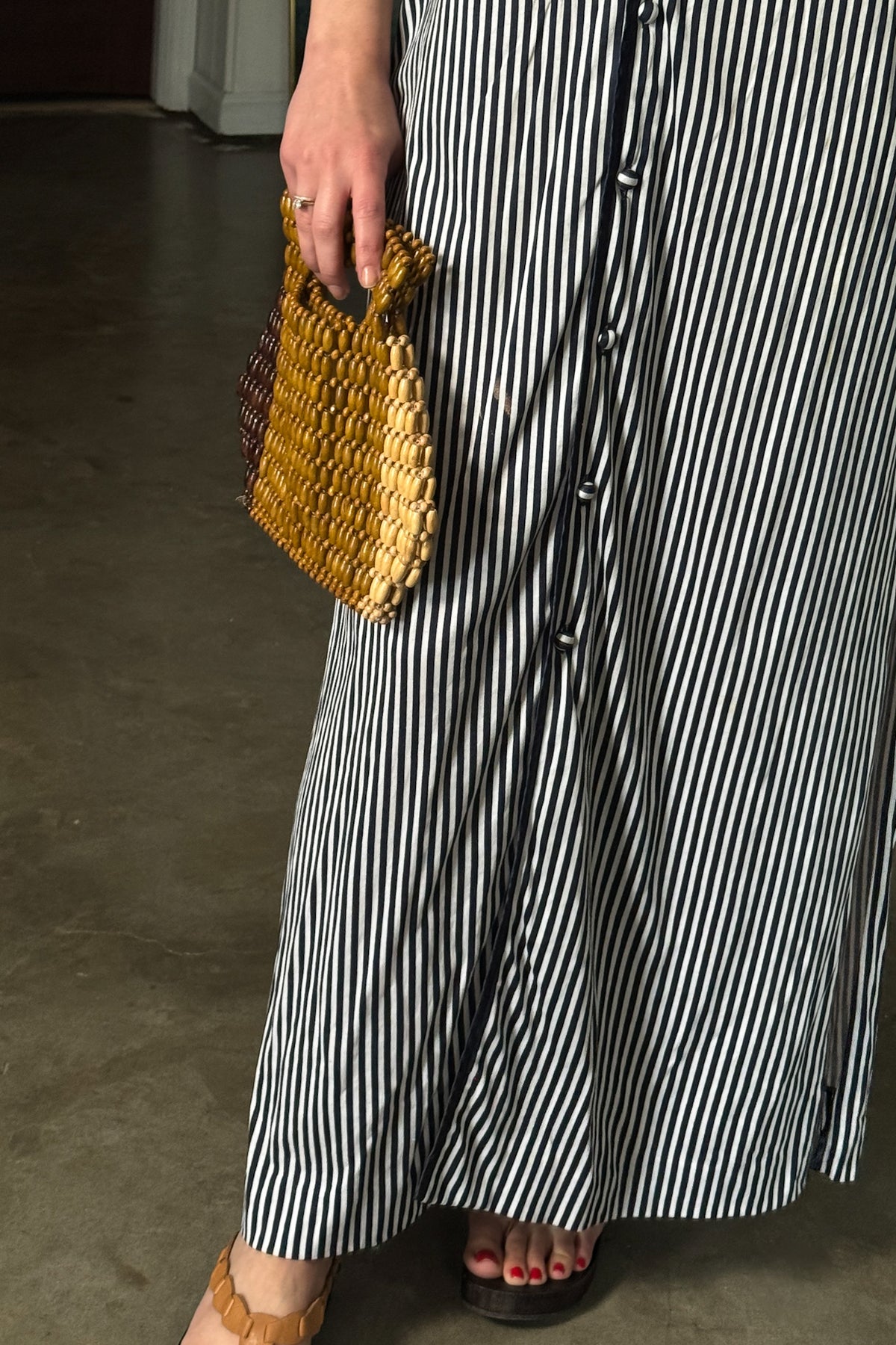 Vintage Navy Stripe Maxi Dress