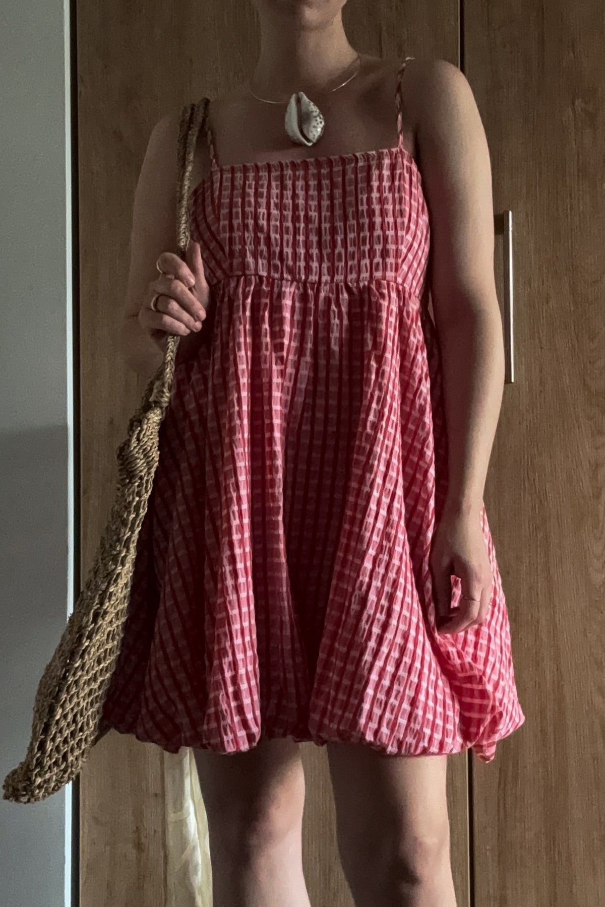 Red Gingham Bubble Hem Dress