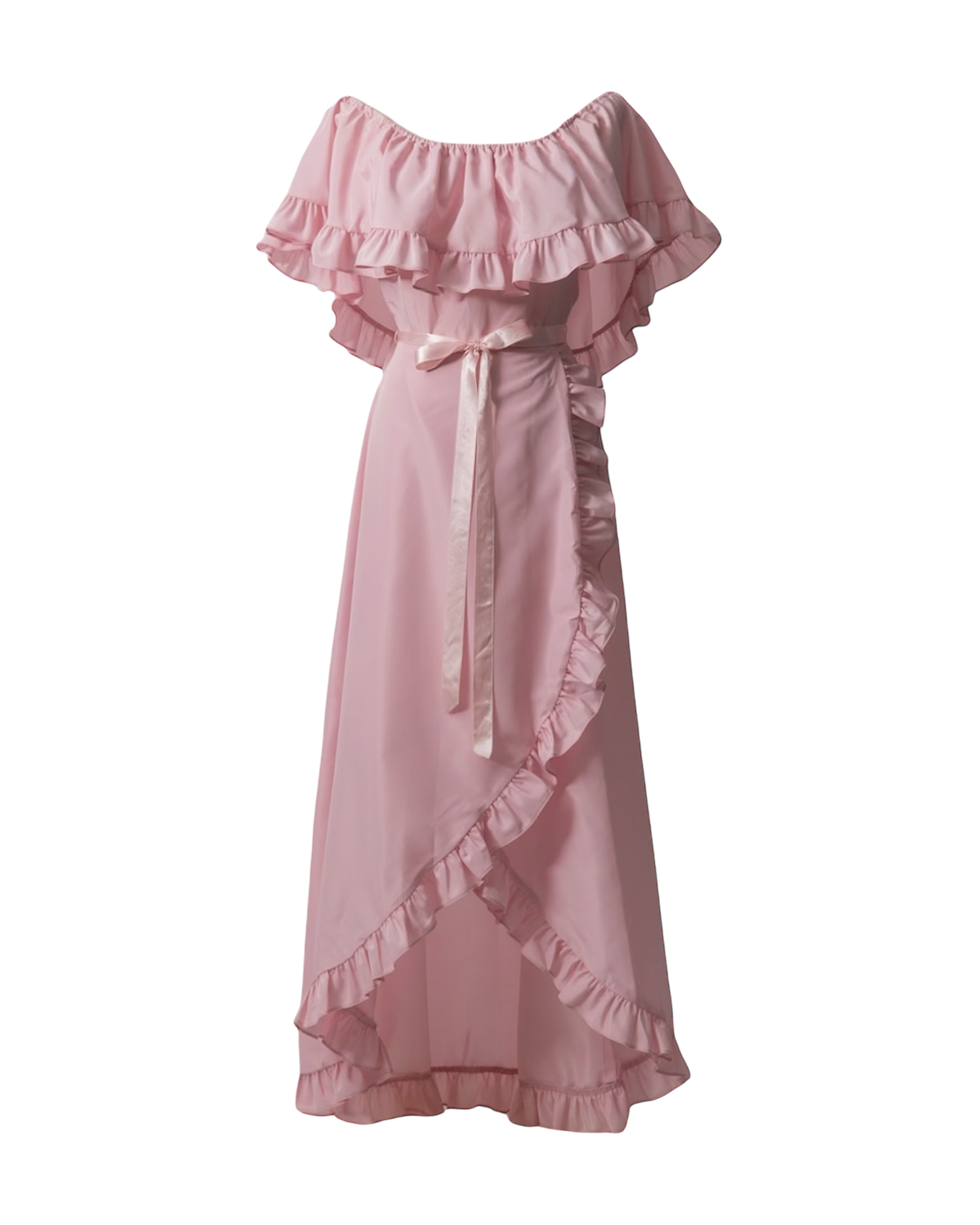 Vintage 70s Off Shoulder Ruffle Dress