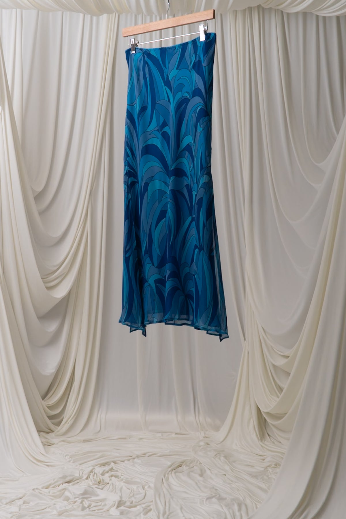 Vintage Silk Abstract Maxi Skirt