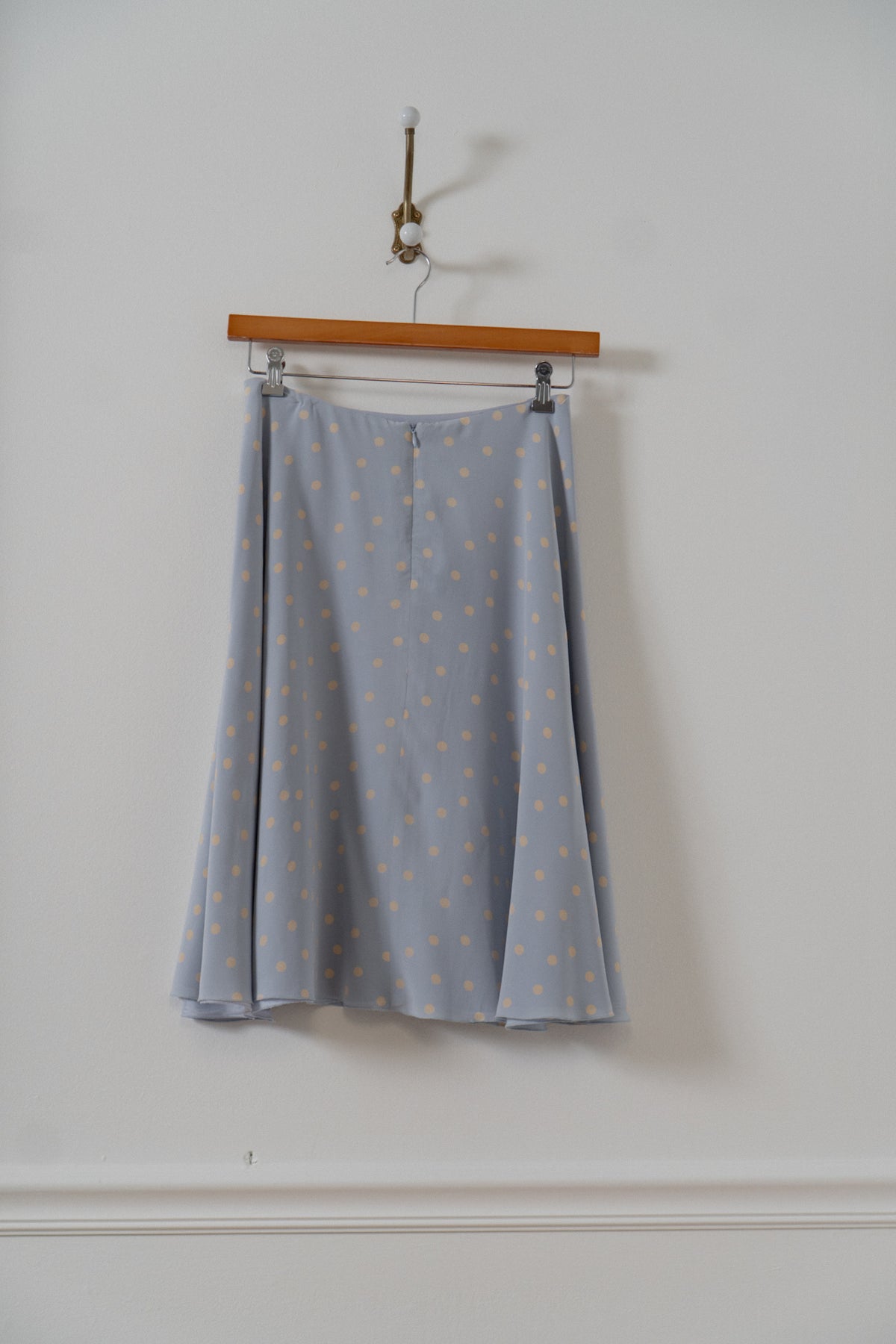 Vintage 100% Silk Periwinkle Polka Dot Skirt