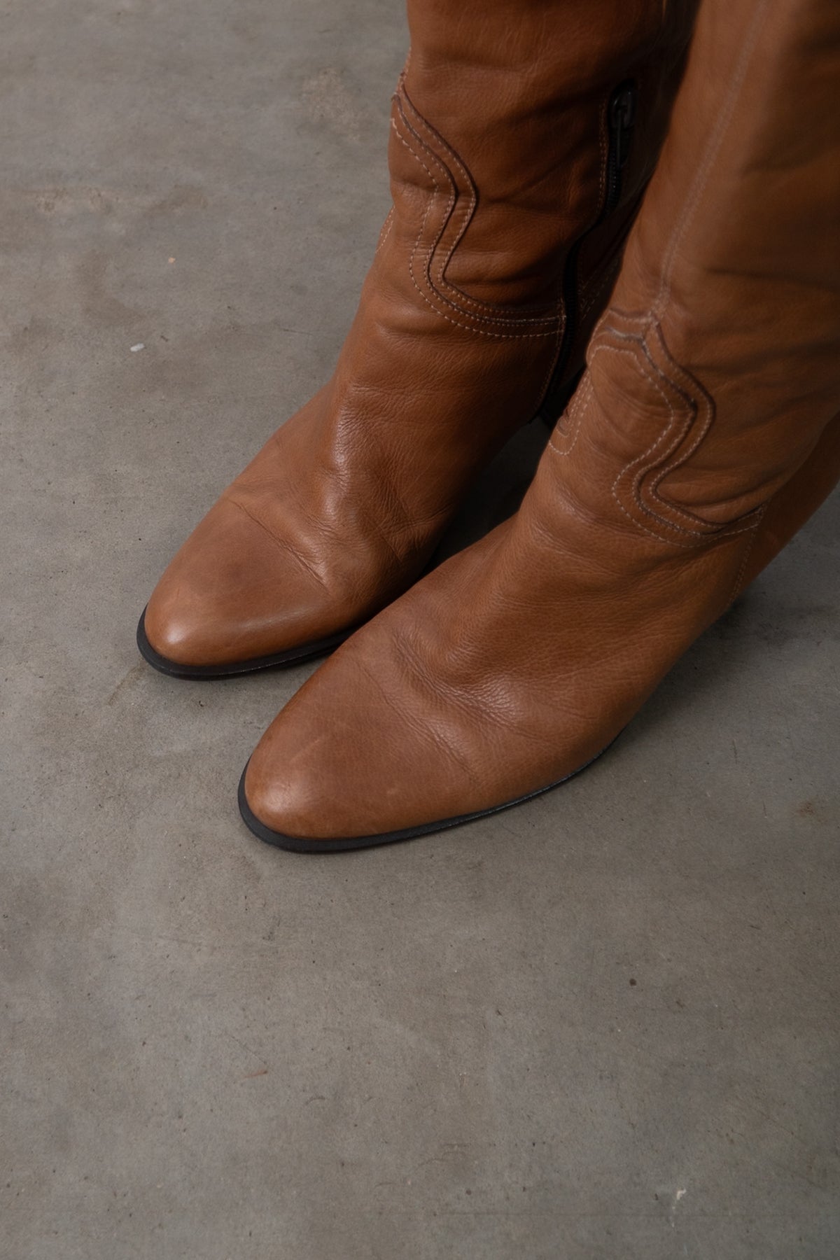 Vintage Tall Tan Italian Leather Western Boots