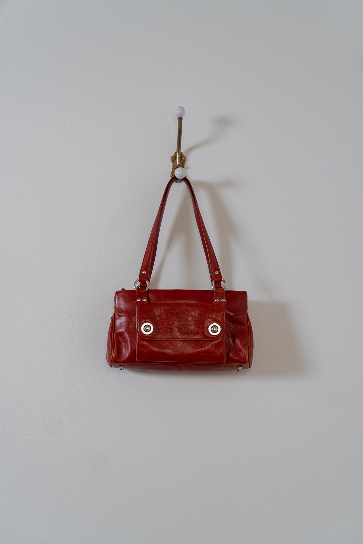 Vintage Fire Red Leather Shoulder Bag