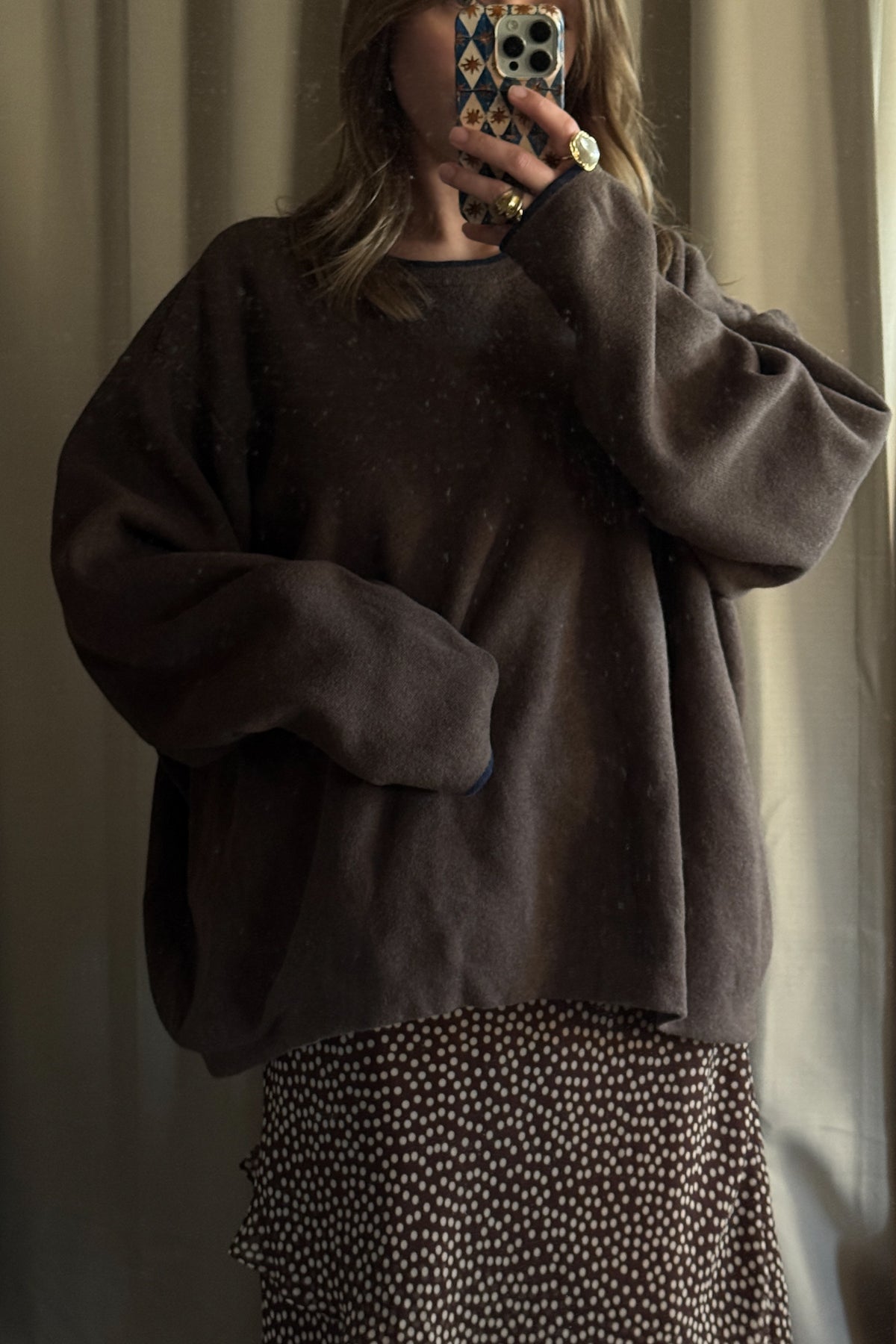 Vintage Men's Brown Cotton Knit Sweater