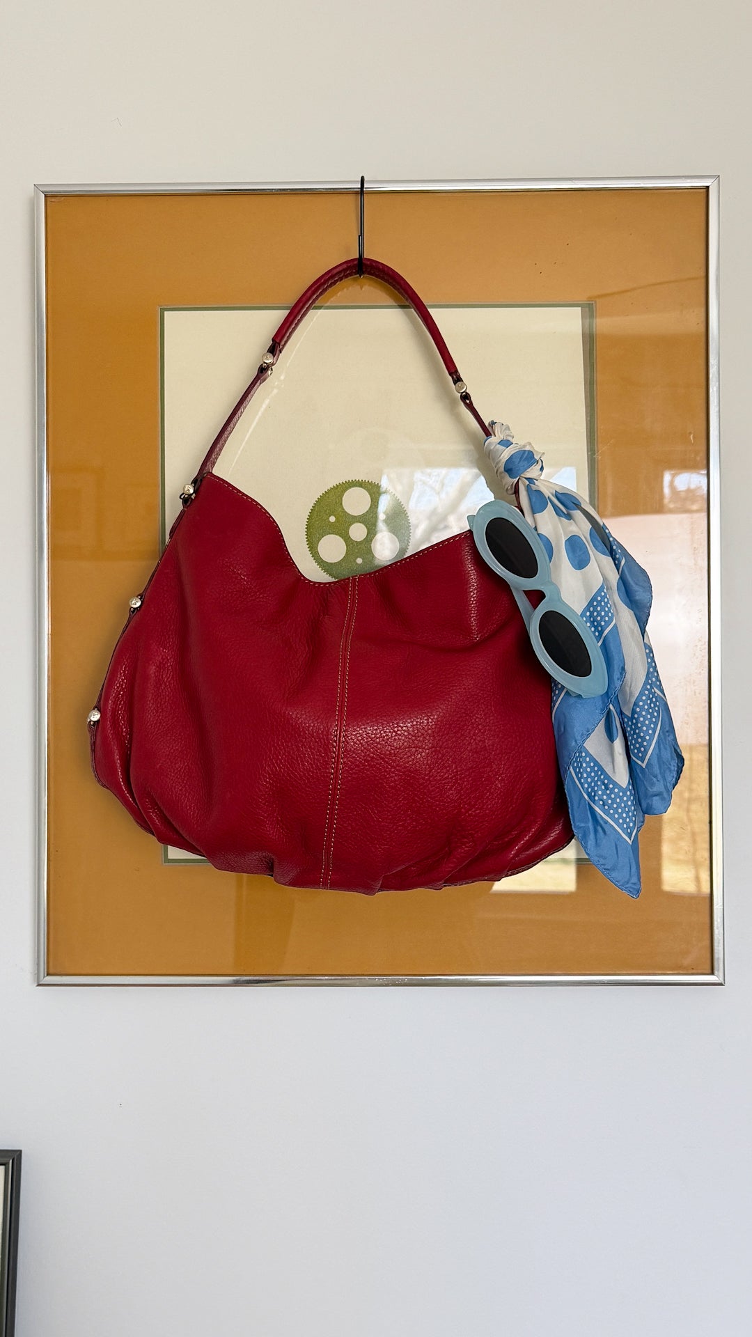 Red 100% Leather Shoulder Bag