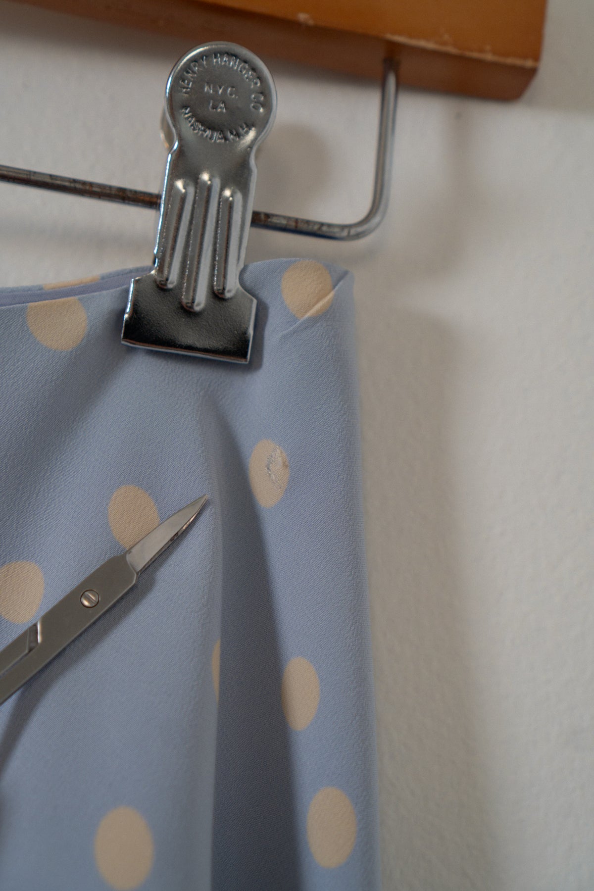 Vintage 100% Silk Periwinkle Polka Dot Skirt