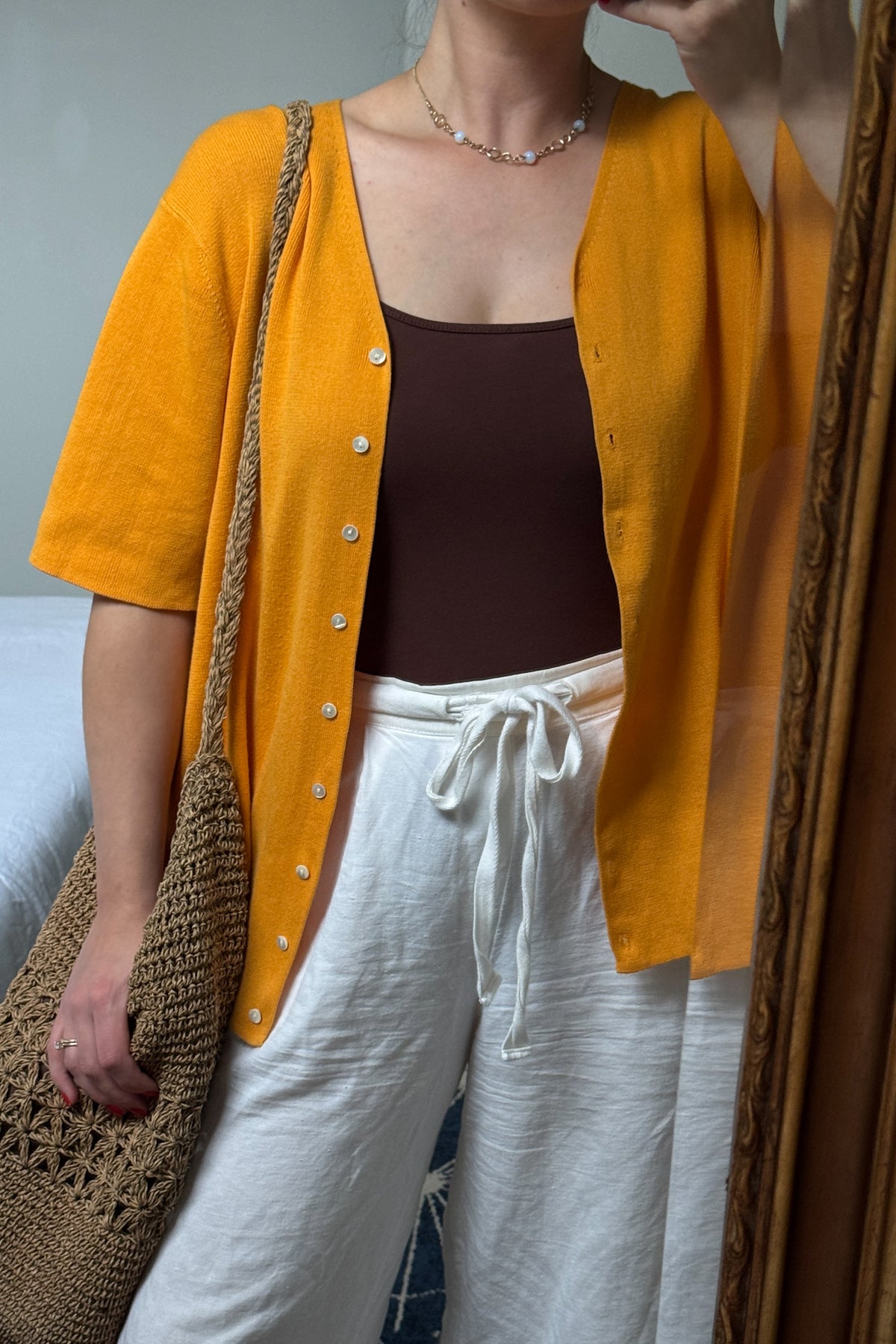 Vintage Canary Yellow Short Sleeve Cardigan