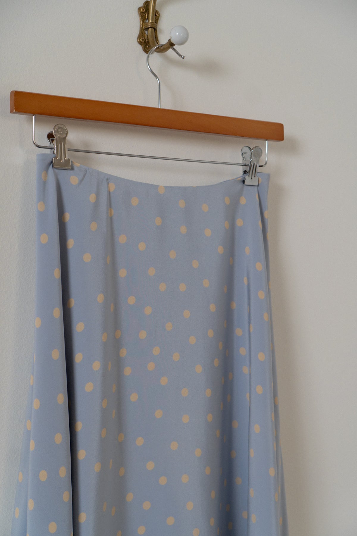 Vintage 100% Silk Periwinkle Polka Dot Skirt
